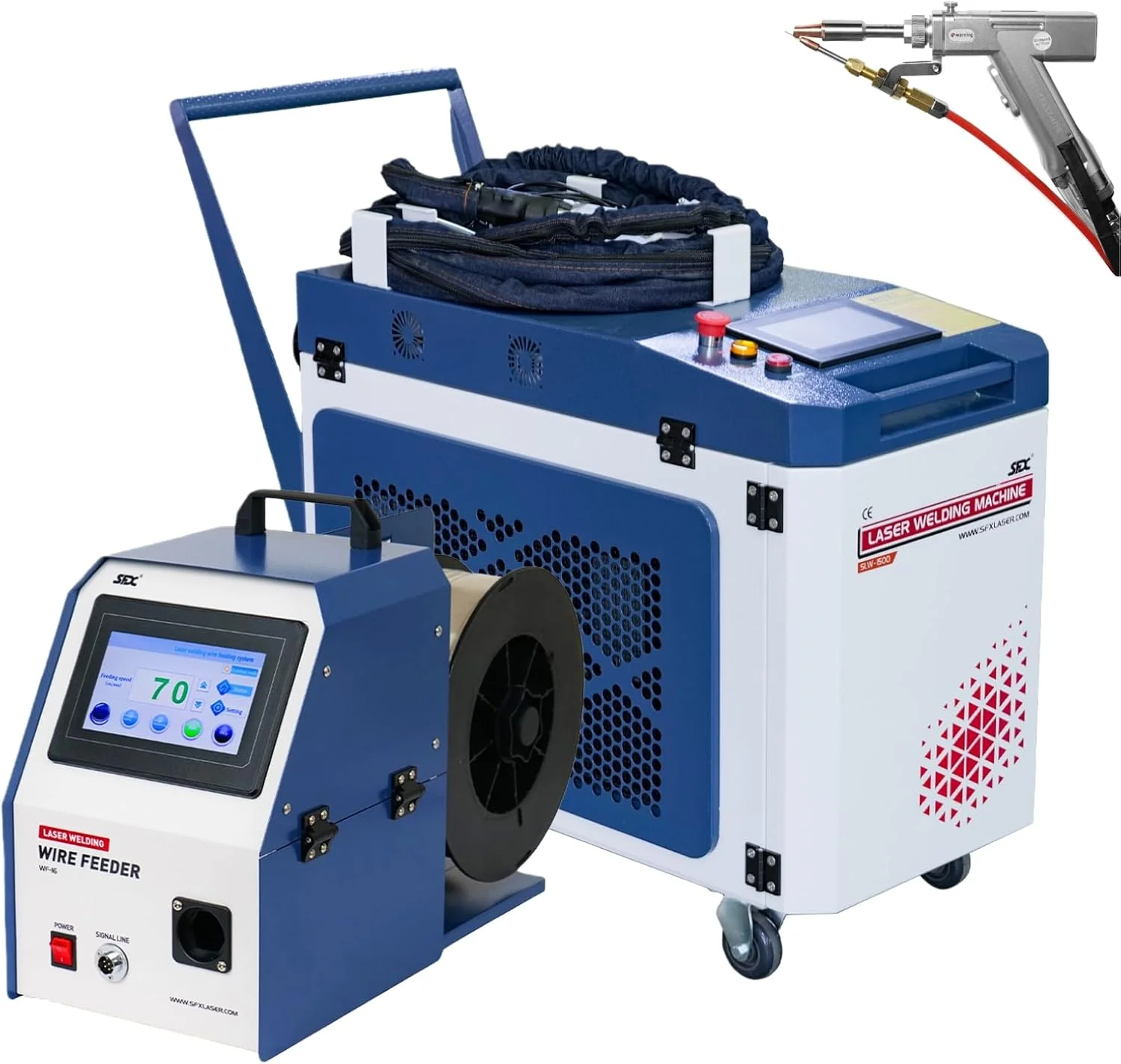 Laser Welding Machine 1500 W (0.874mW) 2-in-1 Laser Welder 220V Handheld Fiber Laser Welding Gun Welding Class 2 with Auto Wire Feeder for Metal Carbon Stainless Steel Aluminum, etc.