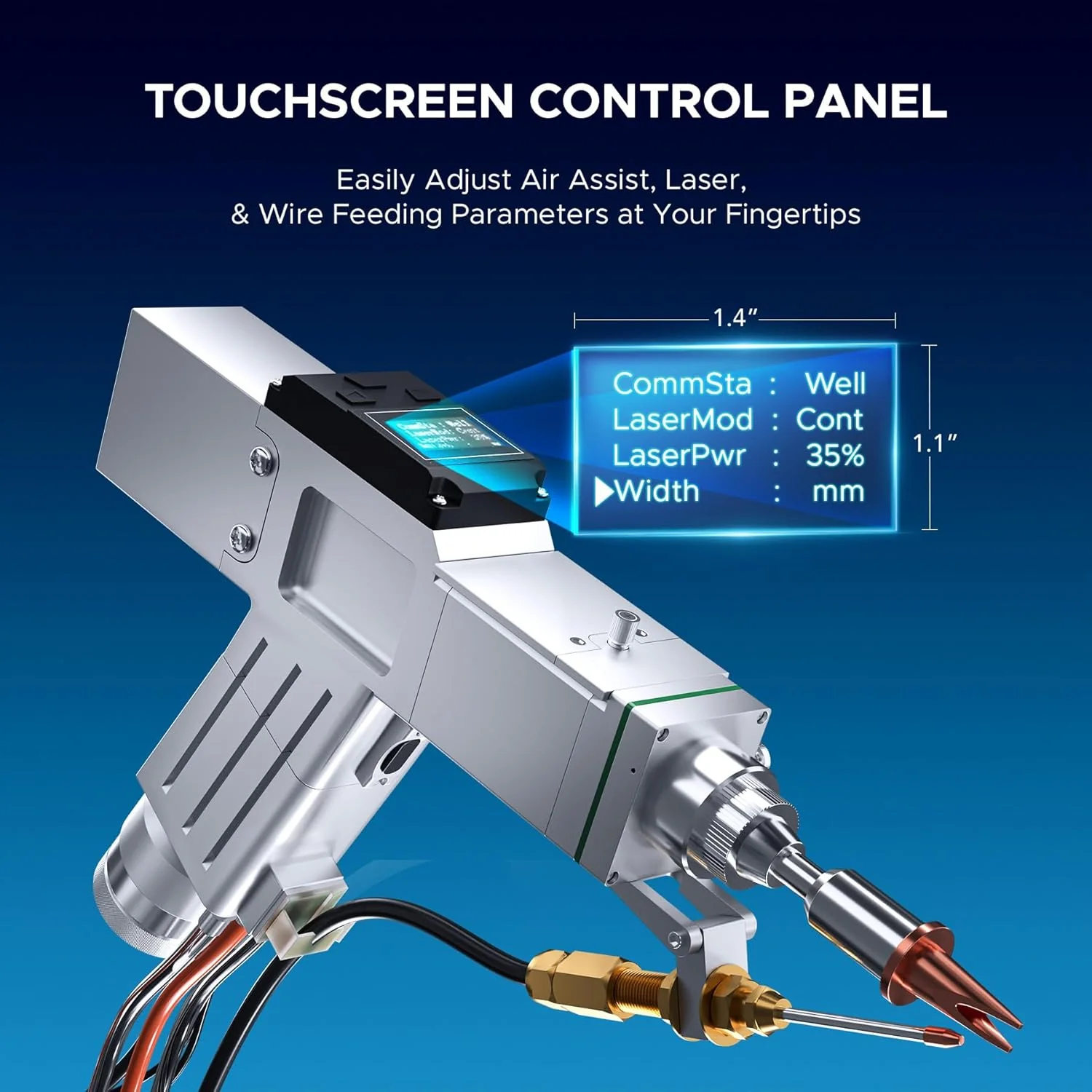 OMTech 1500W Handheld Fiber Laser Welder, 3 in 1 Laser Welding Cleaning Cutting Machine with Laser Gun, Wire Feeder, Built-in Water Chiller, 20 Welding Nozzles, Laser Welder Cleaner Cutter for Metal