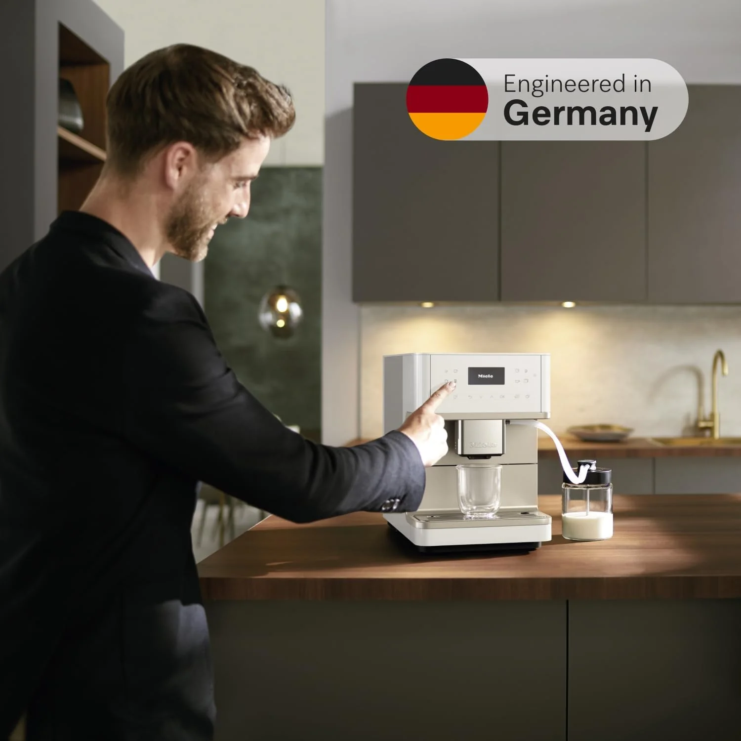 Miele CM 6360 MilkPerfection Automatic Coffee Machine - OneTouch for Two, AromaticSystem, 8 individual profiles, DoubleShot, WiFi-compatible, LED lighting, in Lotus White CleanSteel Metallic