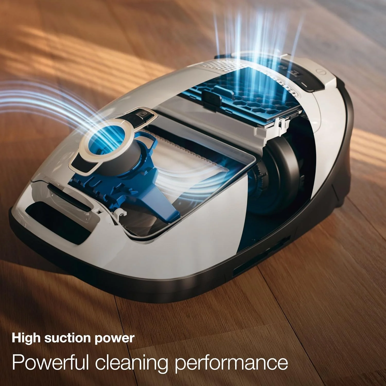 Miele Complete C3 Marin Bagged Canister Vacuum Cleaner with Electrobrush Floorhead, Suitable for Carpets and Hard Floors, in Marine Blue