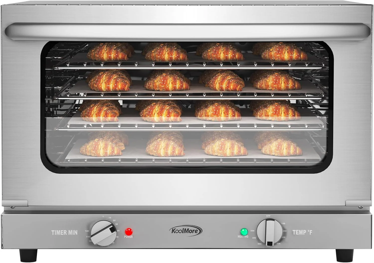 KoolMore 32 in. Commercial Countertop Convection Oven, Holds Full Size Pans, 4 Racks and 3500W of Power, 240V in Stainless-Steel, ETL Listed for Safety and Sanitation (KM-CTCO-44)