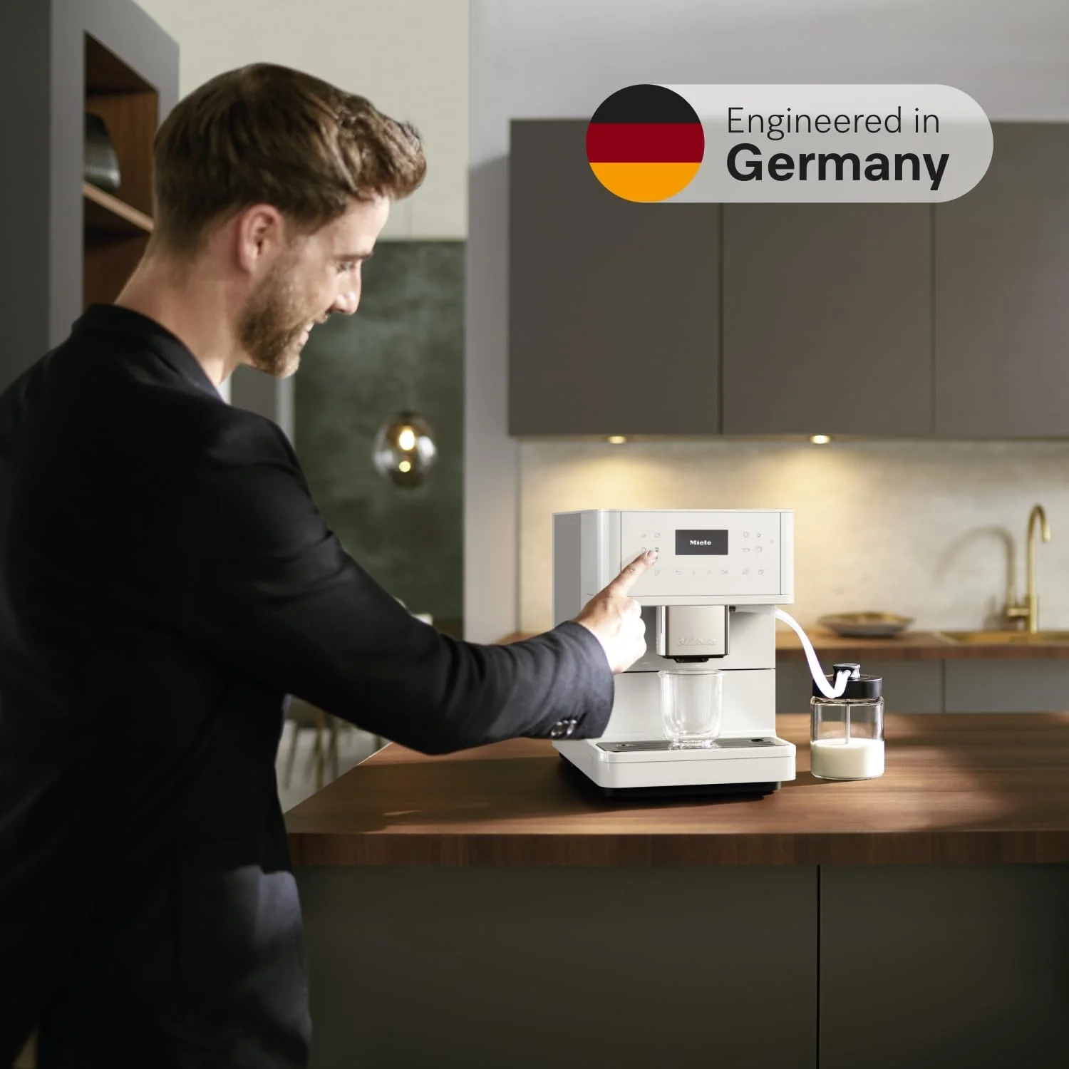 Miele CM 6160 MilkPerfection Automatic Coffee Machine - OneTouch for Two, AromaticSystem, 4 individual profiles, DoubleShot, WiFi-compatible, LED lighting, easy cleaning, in Lotus White