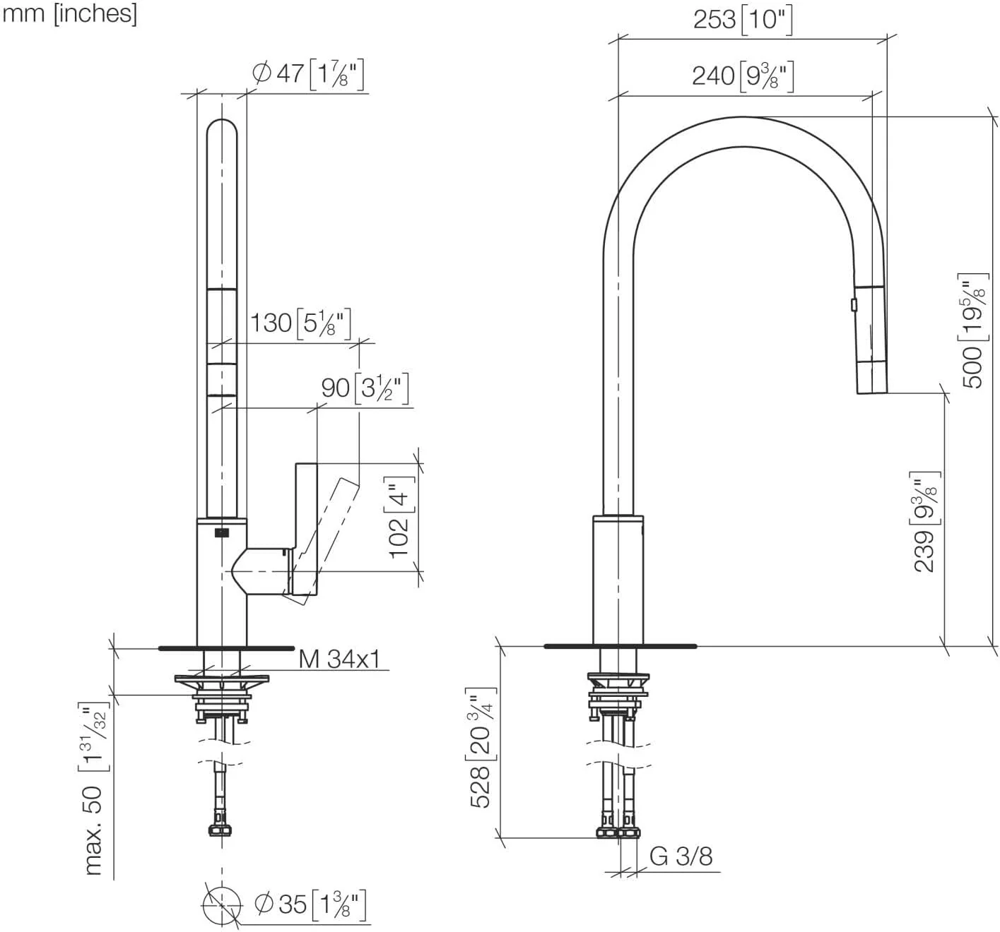 Dornbracht Single Lever Mixer Pull-Down Tara Ultra 33870875-99 Dark Platinum Matt