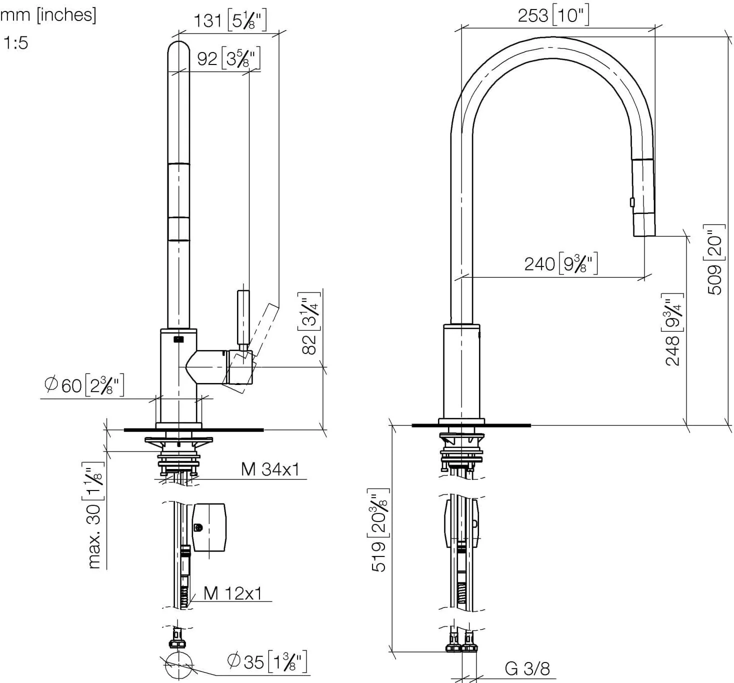 Dornbracht Single Lever Mixer Pull-Down with Spray Function Tara 33870888 Chrome
