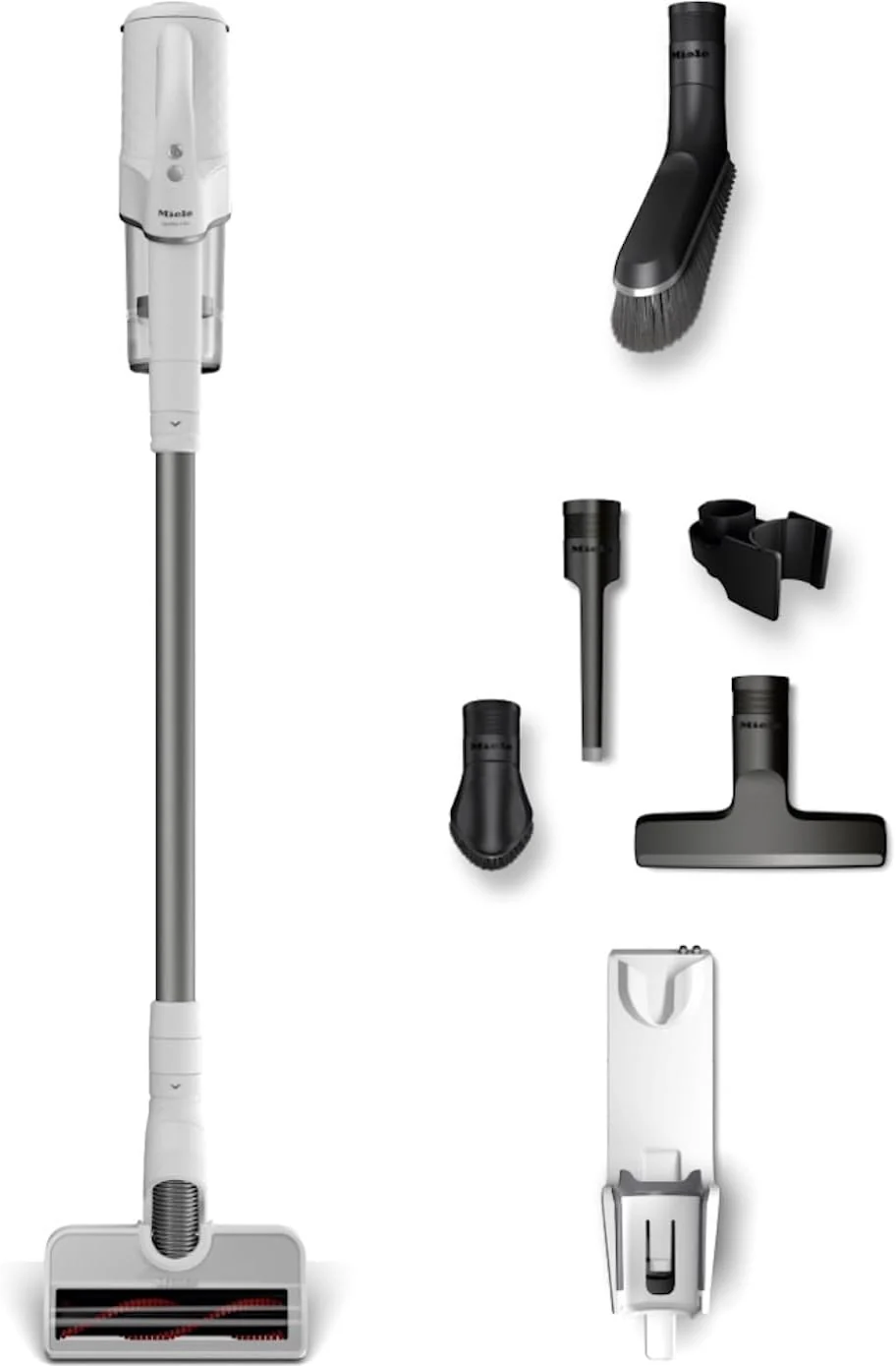 Miele Duoflex Total Care Vacuum Cleaner, Cordless and Bagless Multi-Use, Multi-Floor Flexible Stick Vacuum with 4 Attachable Brushes and Accessories, in Obsidian Black / Rose Gold