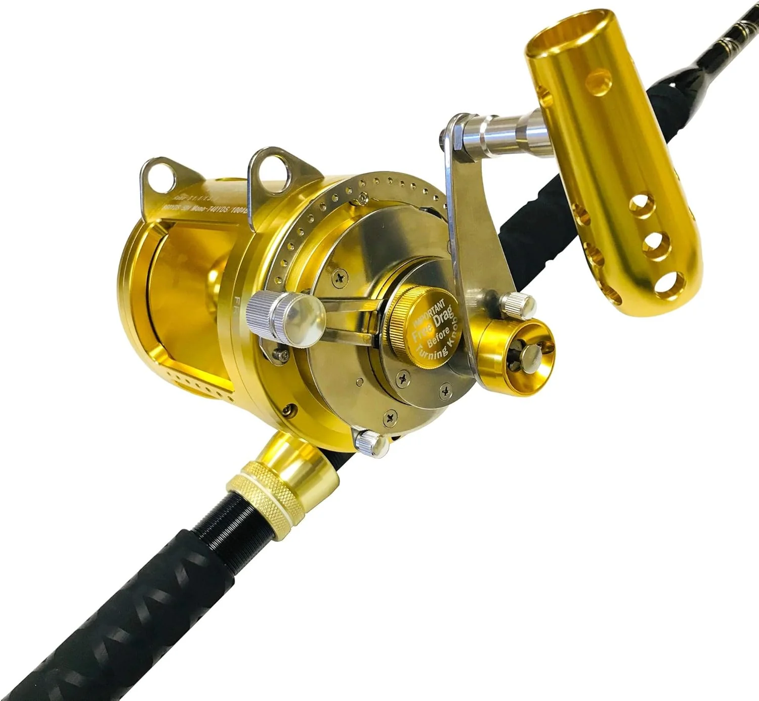 EatMyTackle 50 Wide 2 Speed Fishing Reels on 60-80 Pound Tournament Rods (2 Pack)