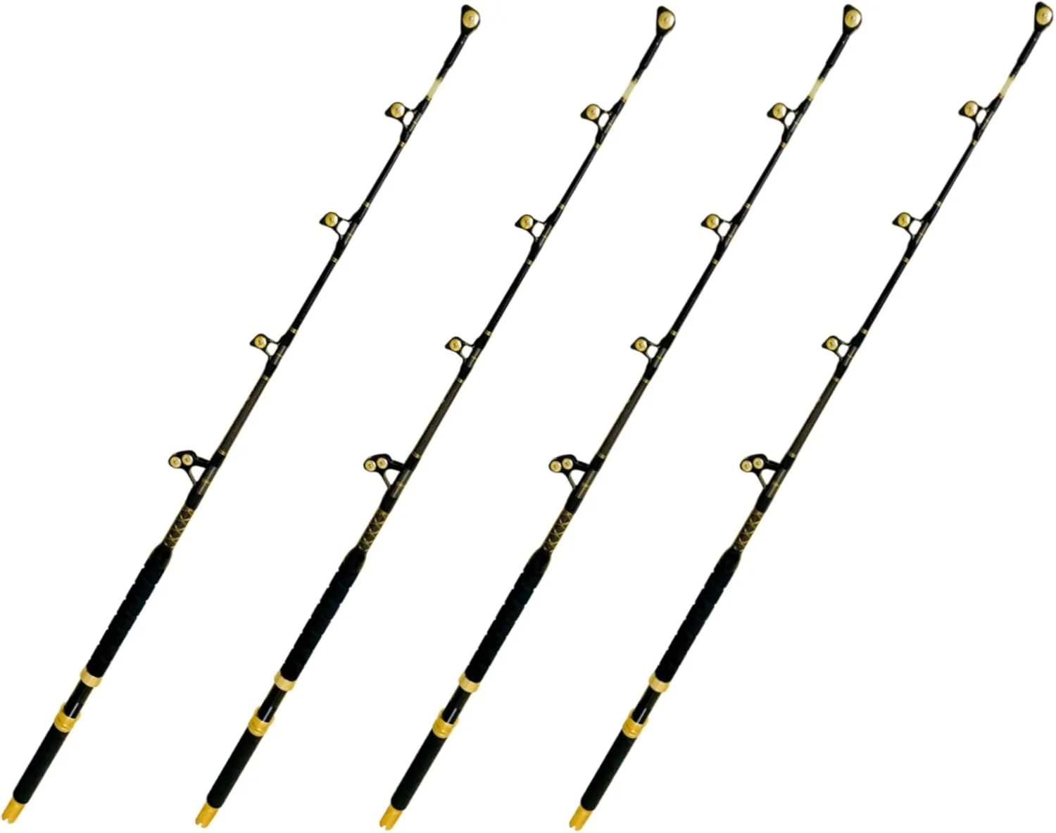 EatMyTackle 80 Wide 2 Speed Fishing Reels on 160-200 Pound Blue Marlin Tournament Rods (4 Pack)