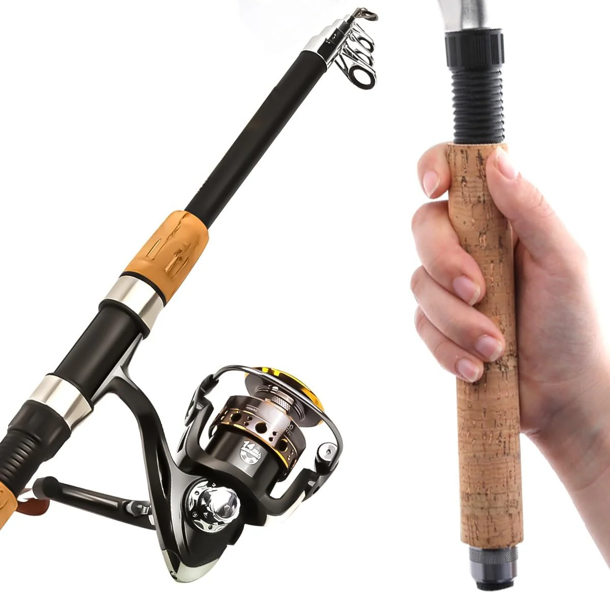 Wooden Handle Fiberglass Lure Rod Set for Long Range Sea Fishing