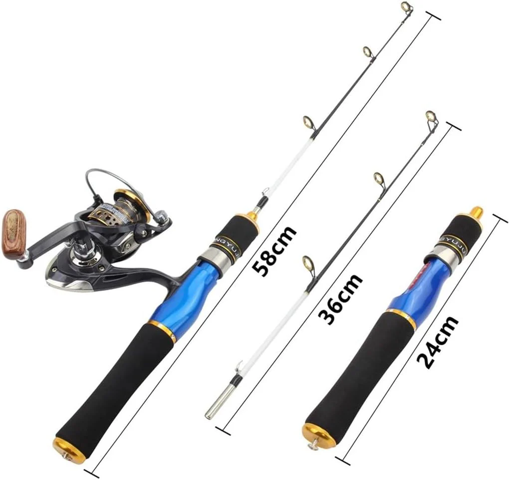 58cm Ice Fishing Rod Winter Spinning Wheel Gear Combination Boat