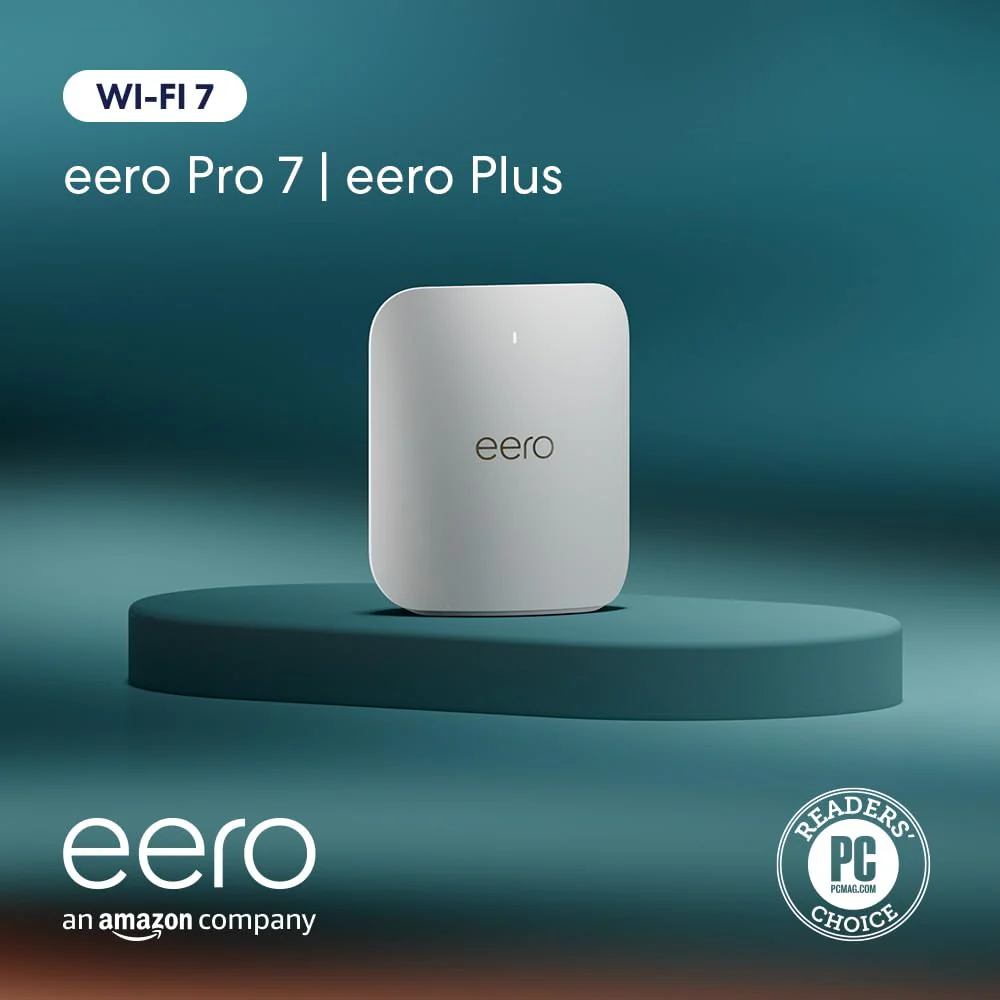Eero Pro 7 tri-band mesh Wi-Fi 7 router (newest model) - Supports internet plans up to 5 Gbps, Coverage up to 6,000 sq. ft., 3-pack