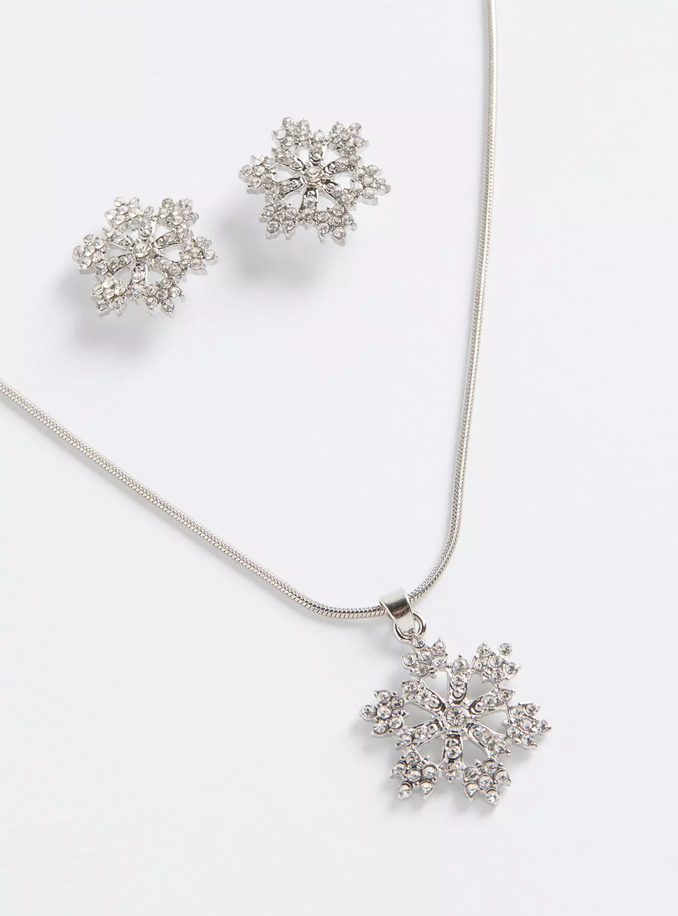 Snowflake Necklace & Stud Earring Set