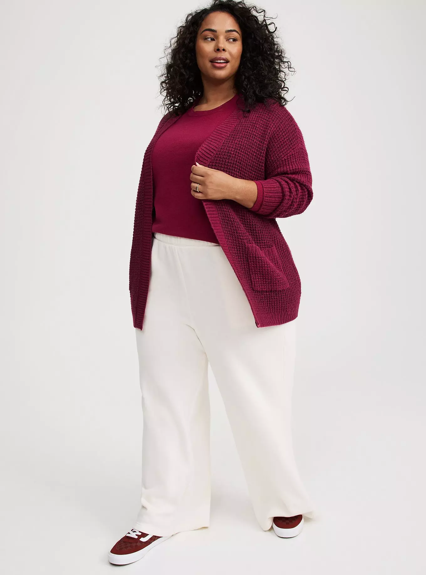 Drop Shoulder Open Front Cardigan