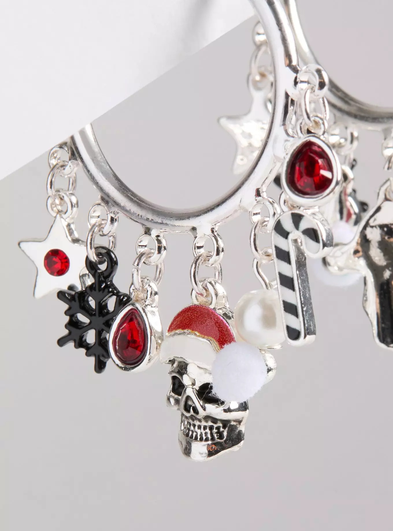 Dark Holiday Charm Hoop Earrings