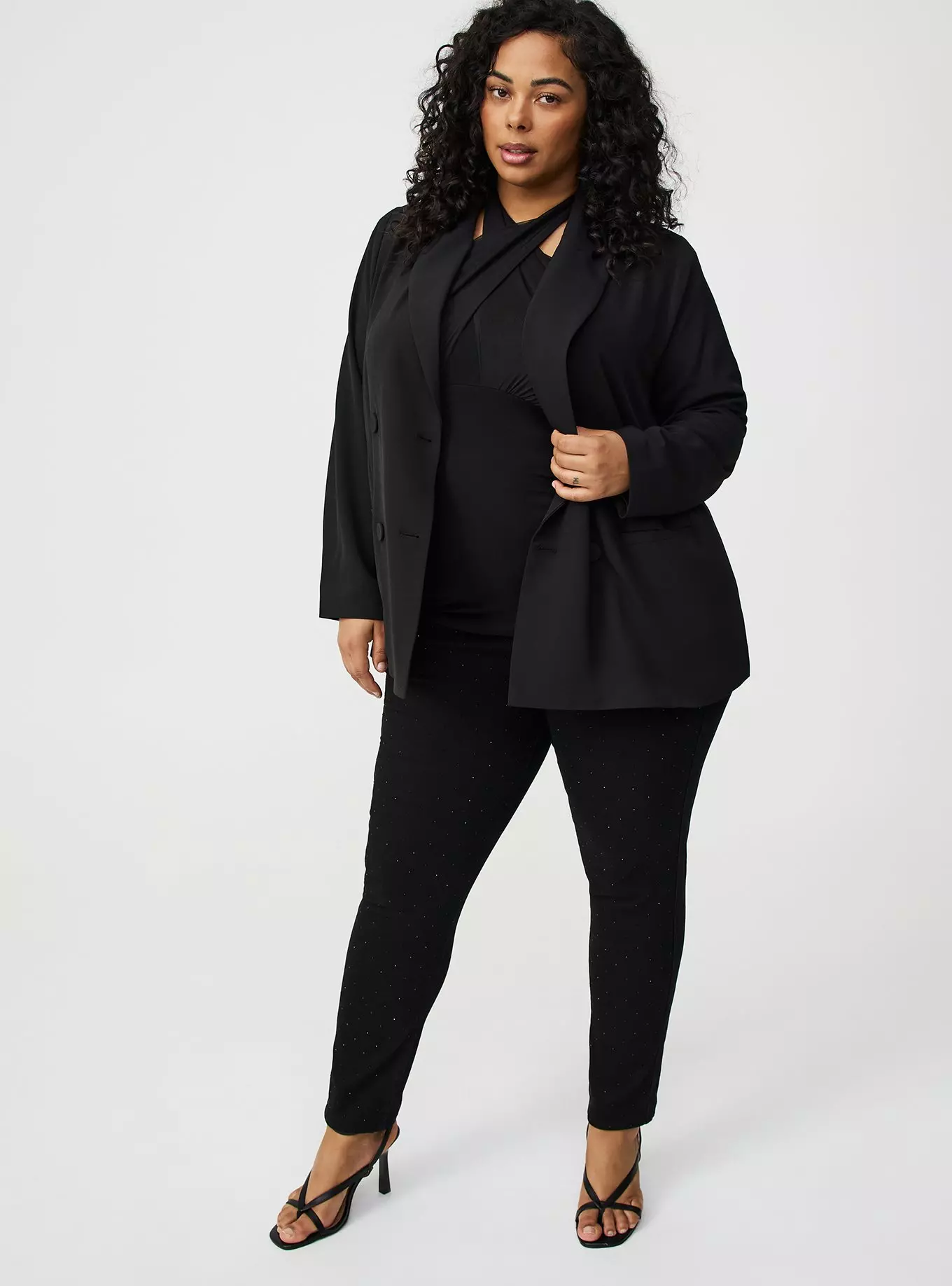 Relaxed Double-Breasted Crepe Blazer