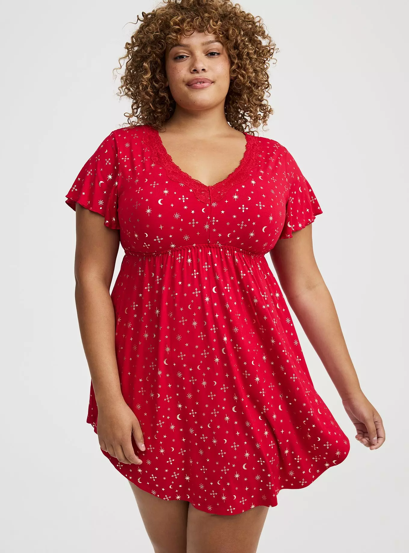 Super Soft Lace Trim Babydoll Sleep Gown