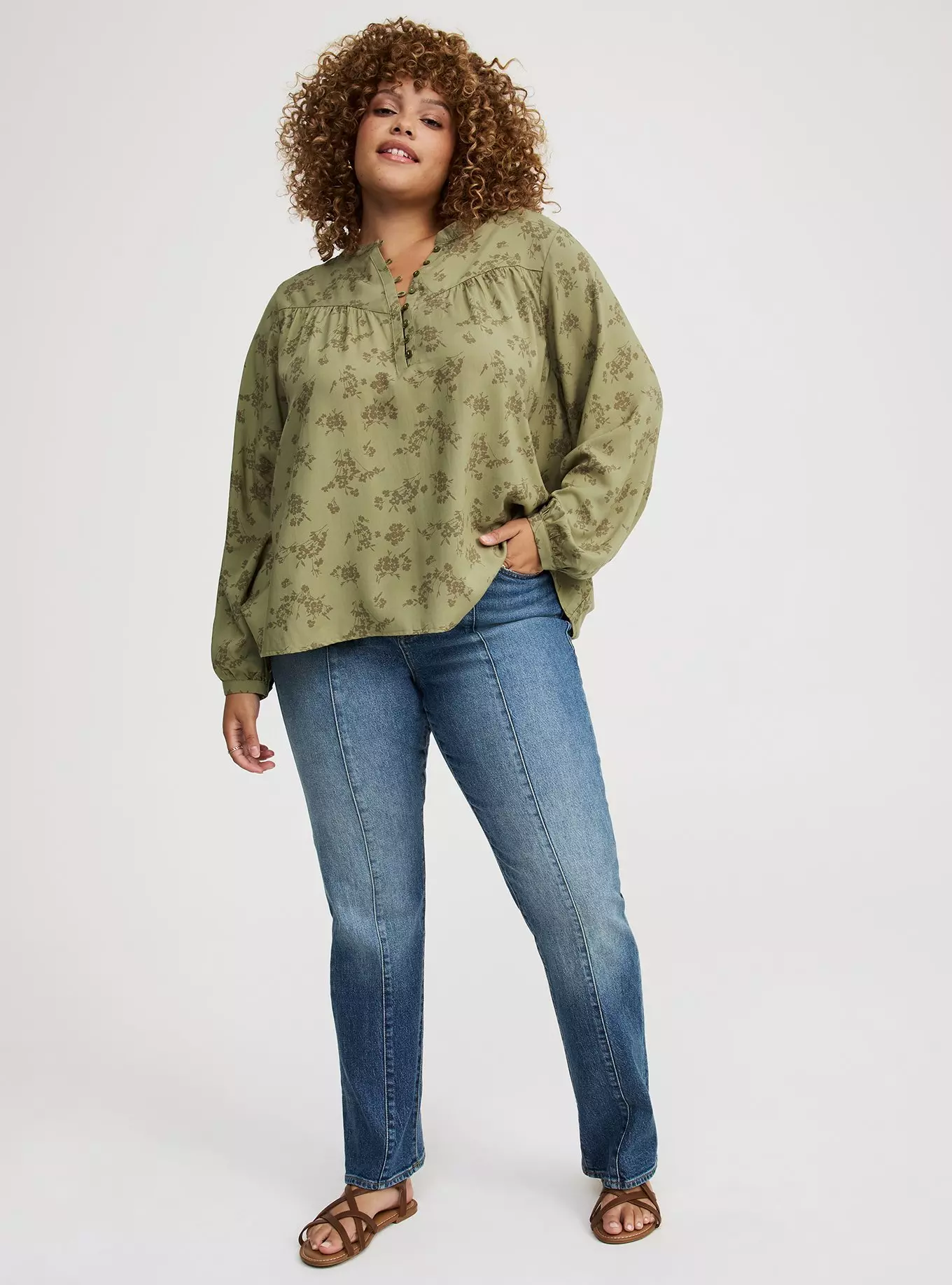 Relaxed Button-Front Blouse