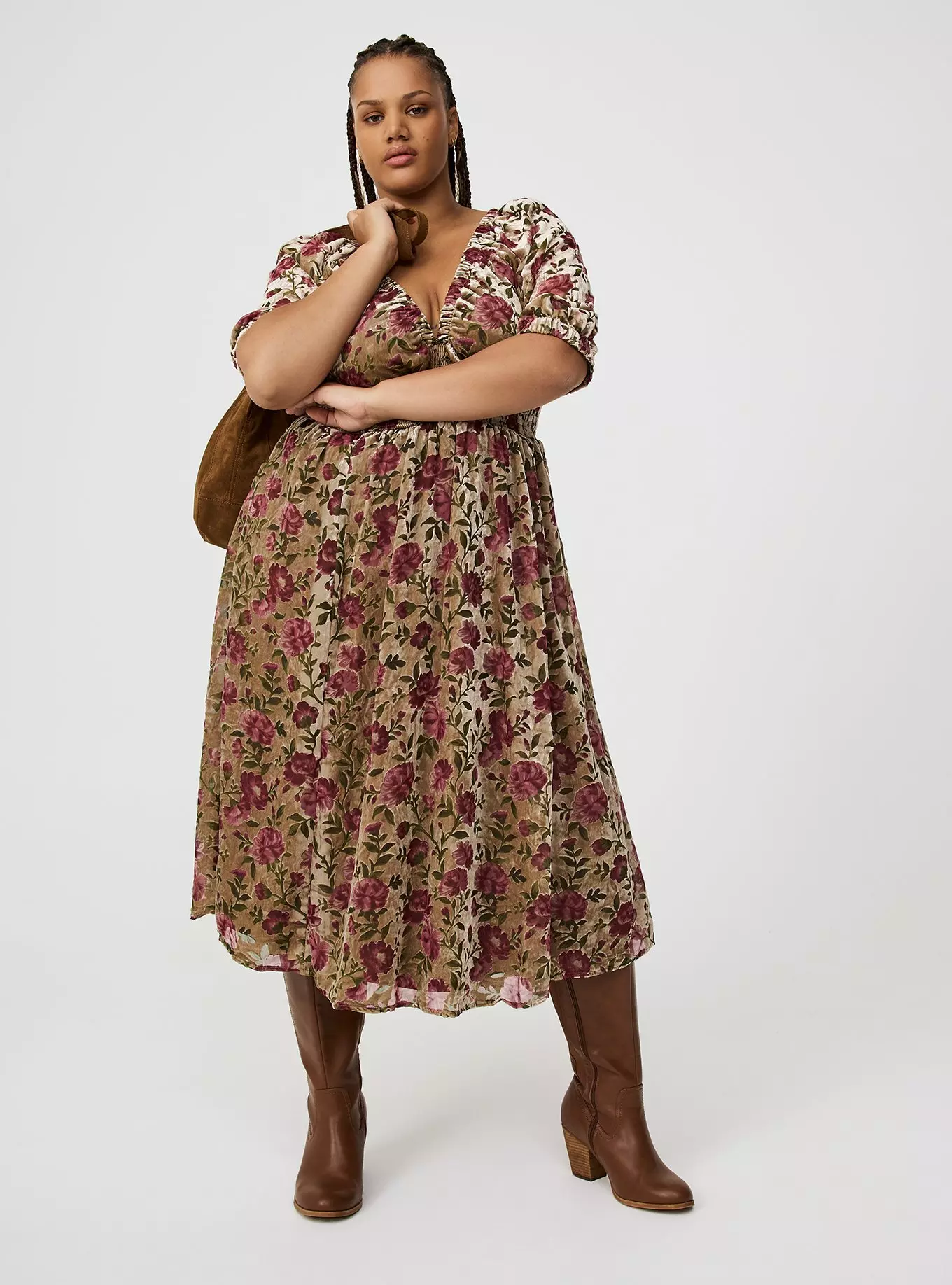 Burnout Velour Tea Length Dress