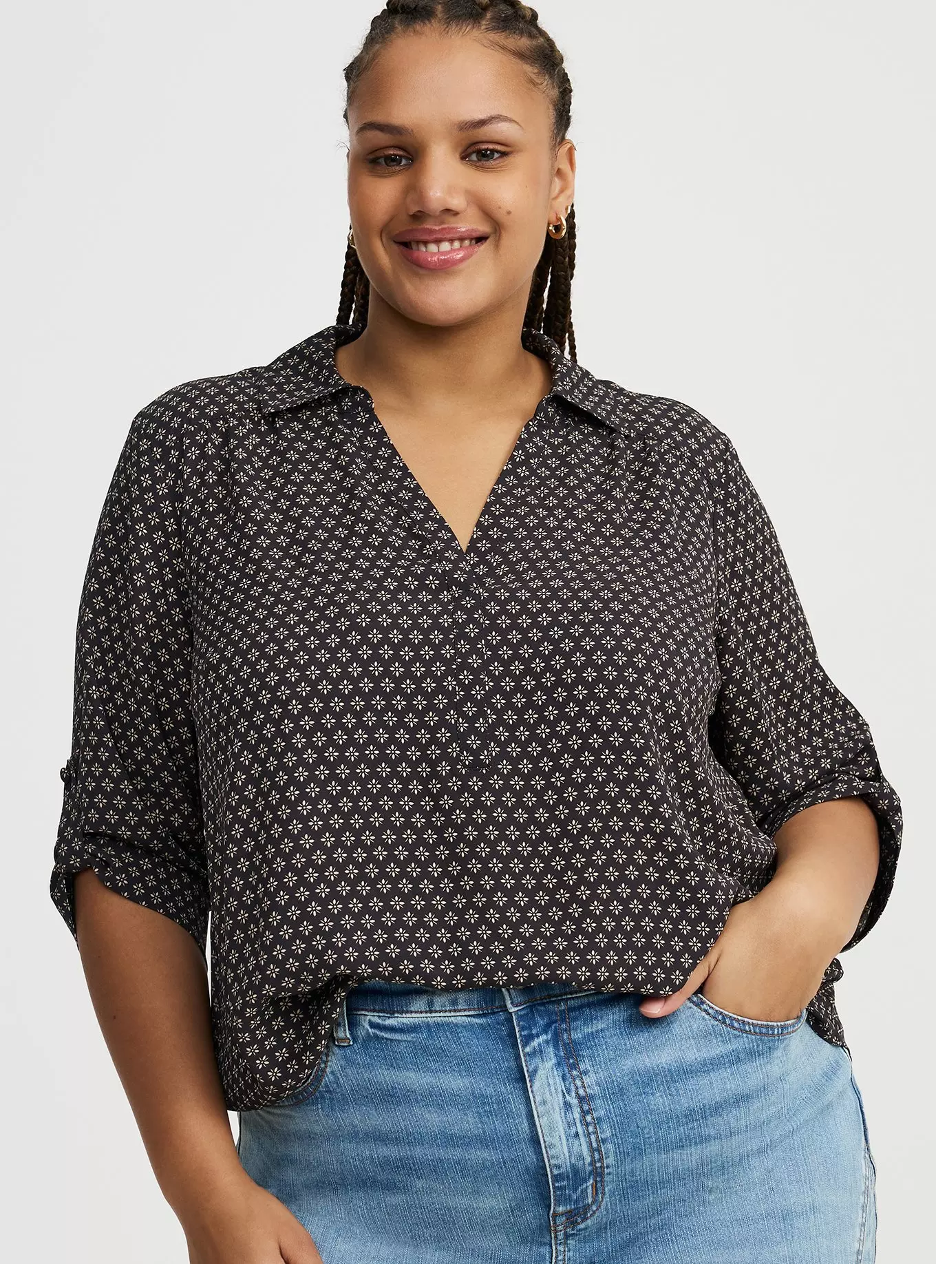 Harper Collared 3/4 Sleeve Top
