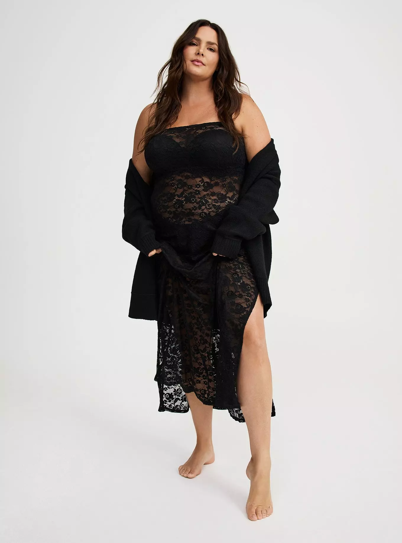Strapless Lace Lingerie Maxi Dress