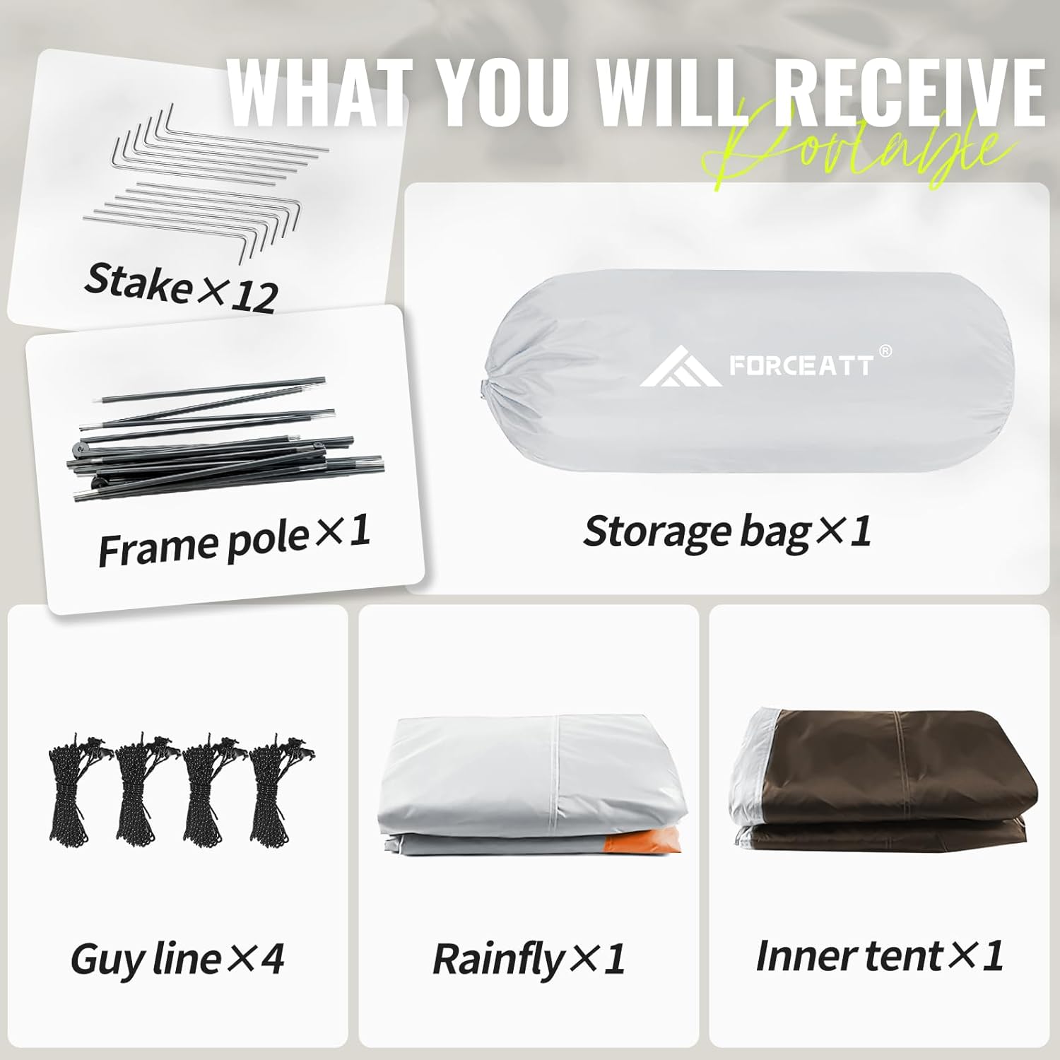 Forceatt Tent for 2 and 3 Person is Waterproof and Windproof, Camping Tent for 3 to 4 Seasons,Lightweight Aluminum Pole Backpacking Tent Can be Set Up Quickly,Great for Hiking