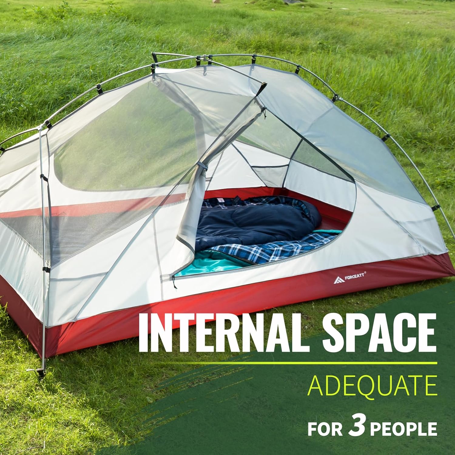 Forceatt Tent for 2 and 3 Person is Waterproof and Windproof, Camping Tent for 3 to 4 Seasons,Lightweight Aluminum Pole Backpacking Tent Can be Set Up Quickly,Great for Hiking