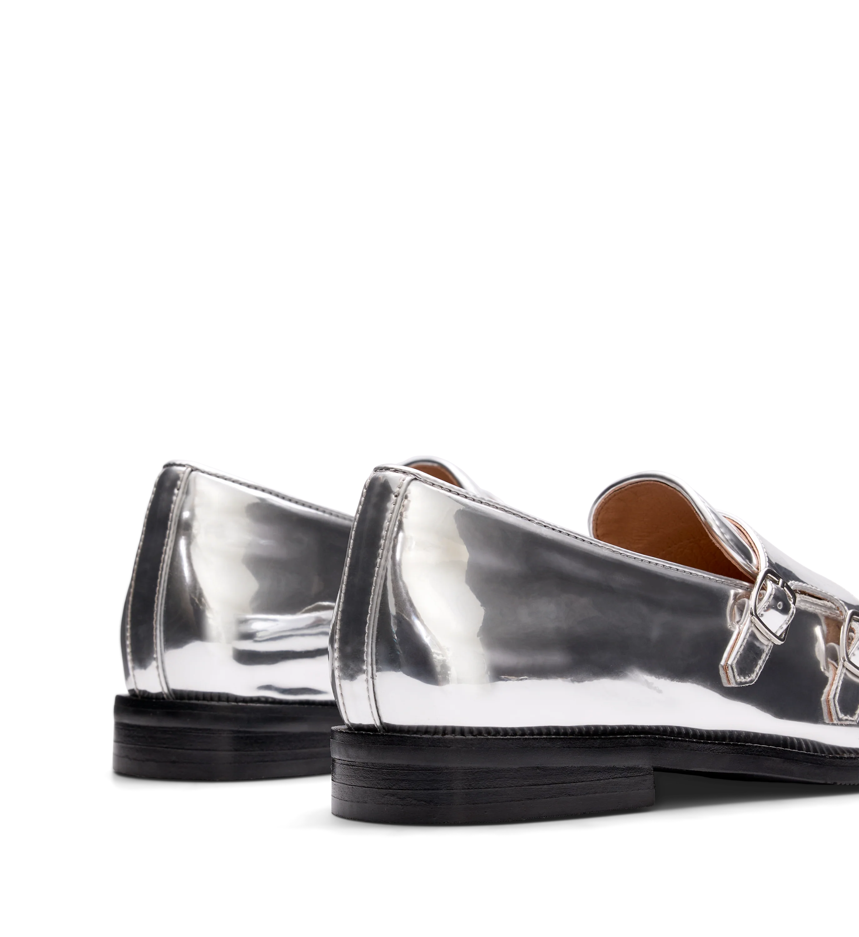 Owl Silver Patent Leather Monks