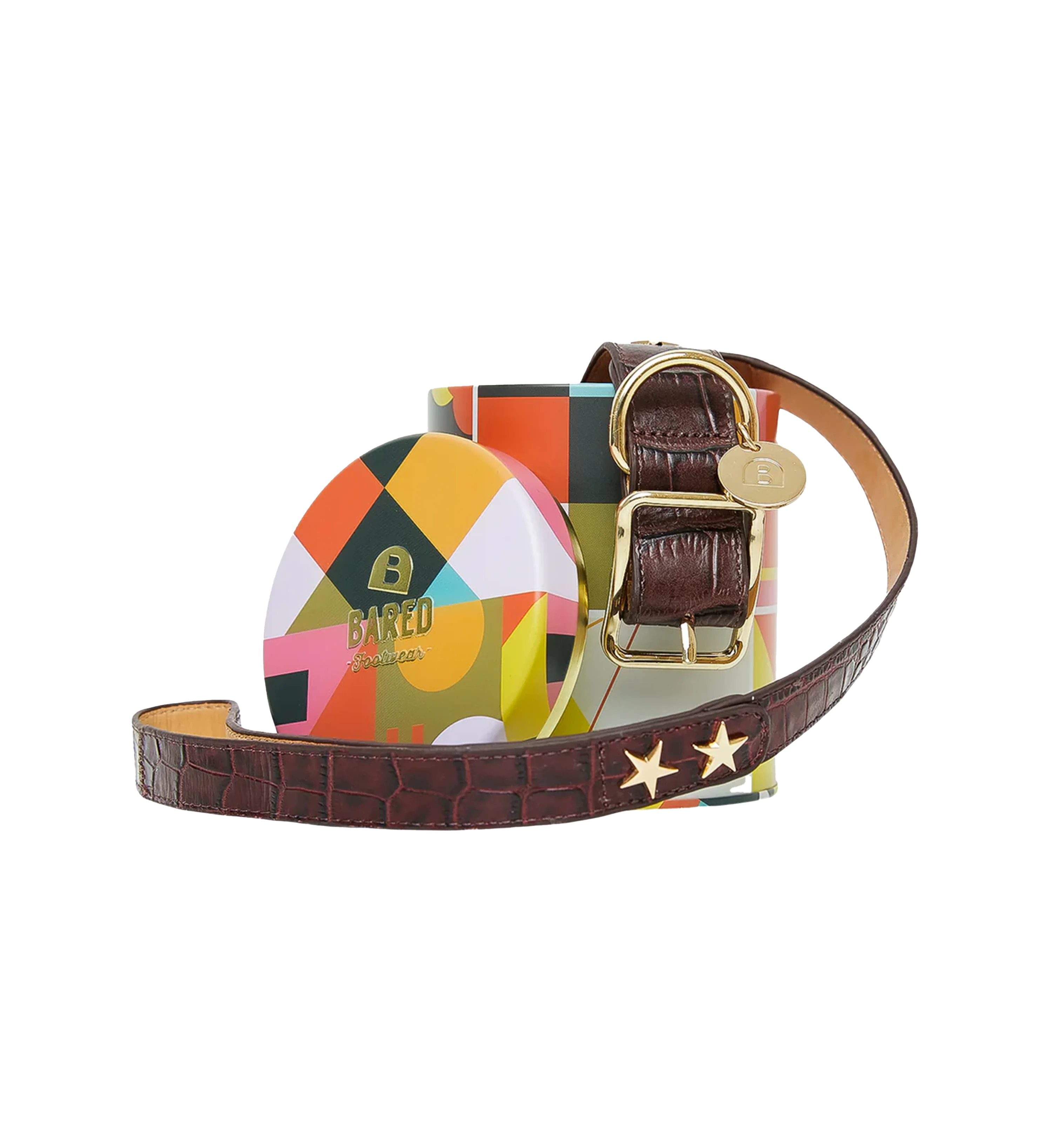 Dog Collar & Lead Burgundy Croc Leather