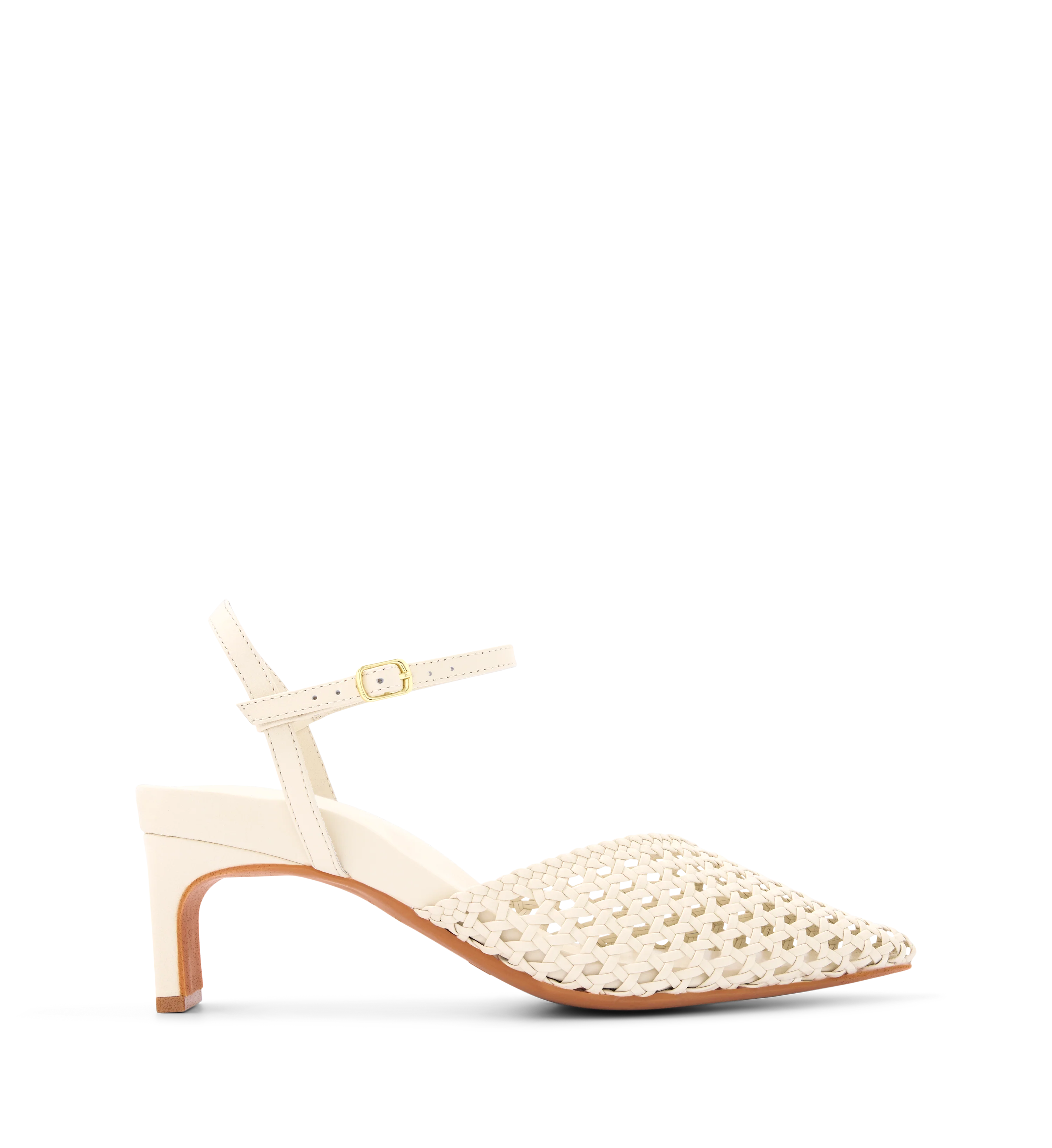 Attila Ecru Leather Low Heels