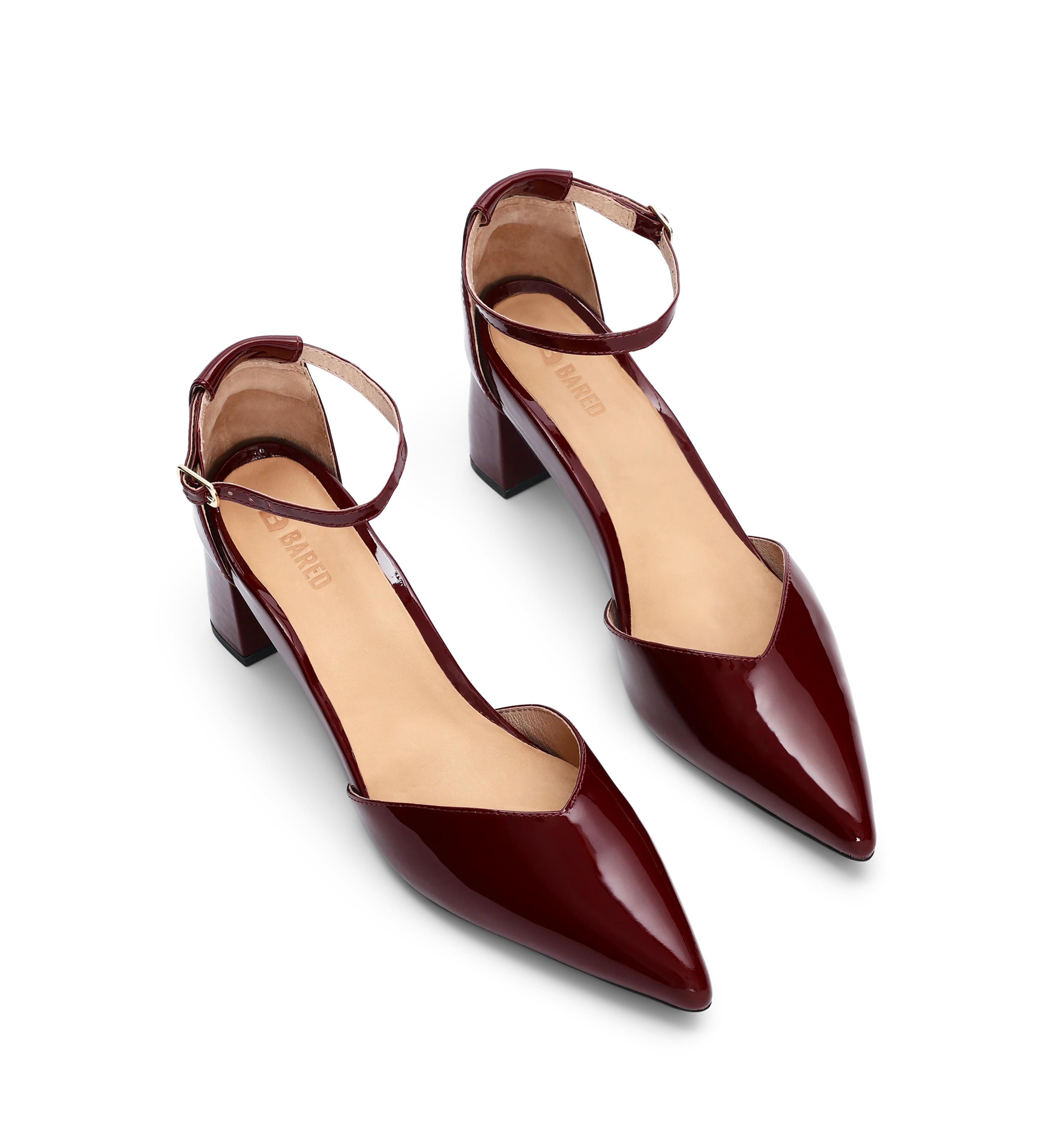 Buteo Dark Cherry Red Patent Leather Low Heels