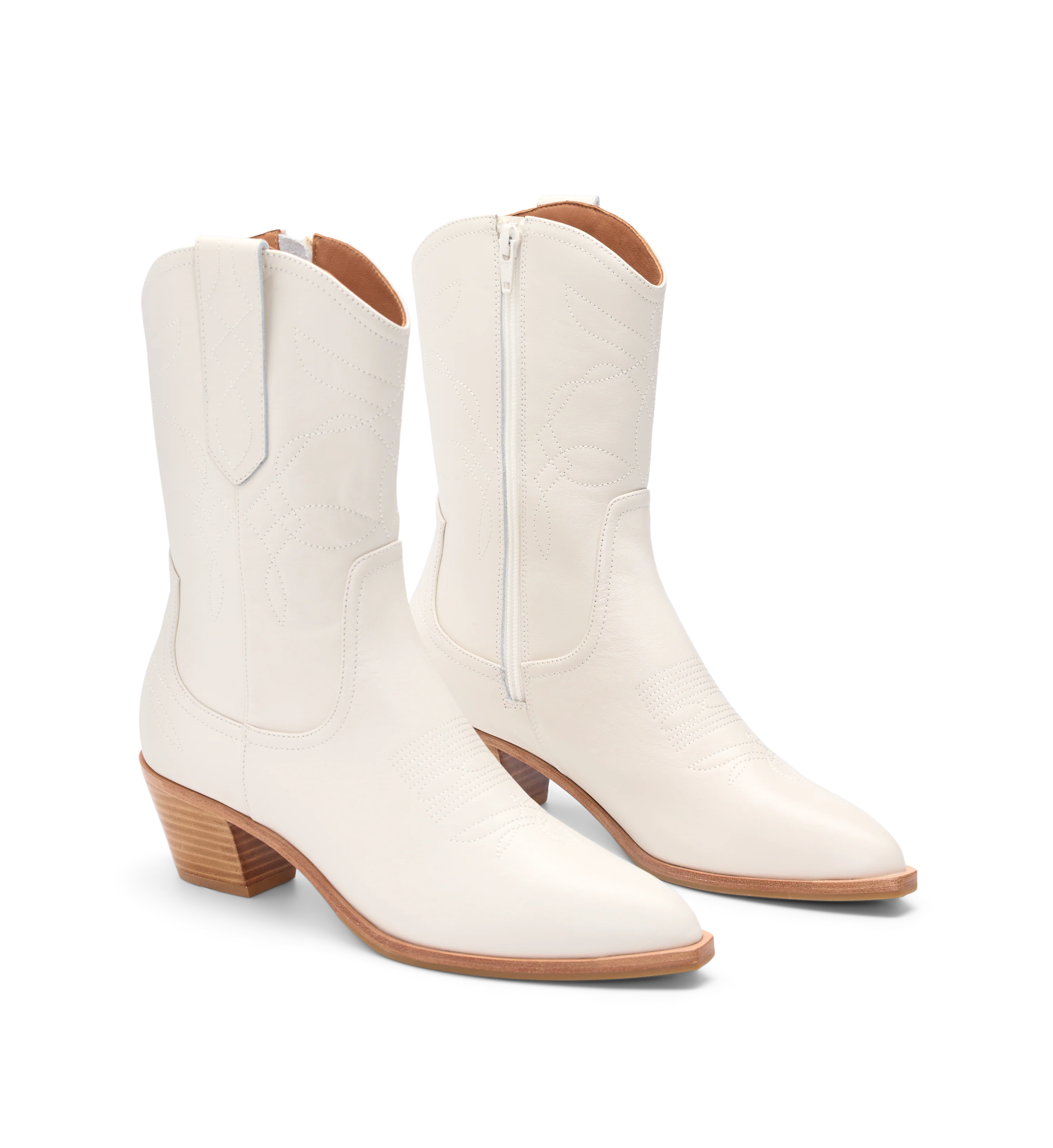 Strix Off White Leather Heeled Boots