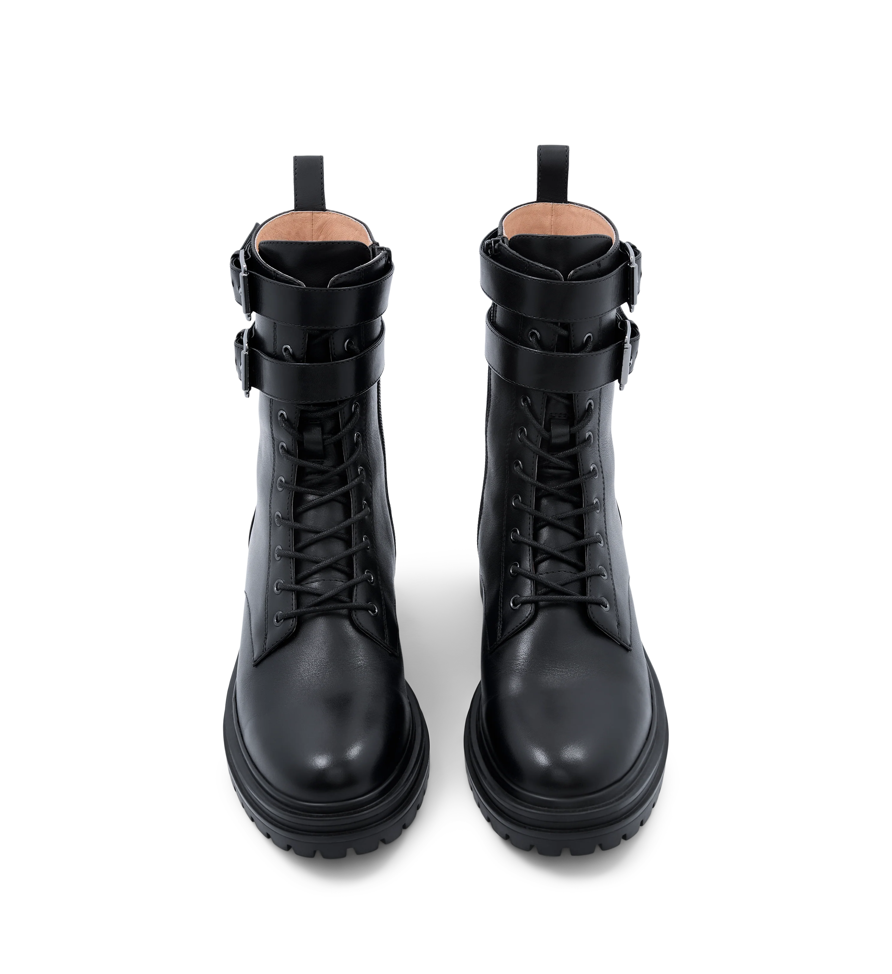 Pipra Black Leather Flat Boots