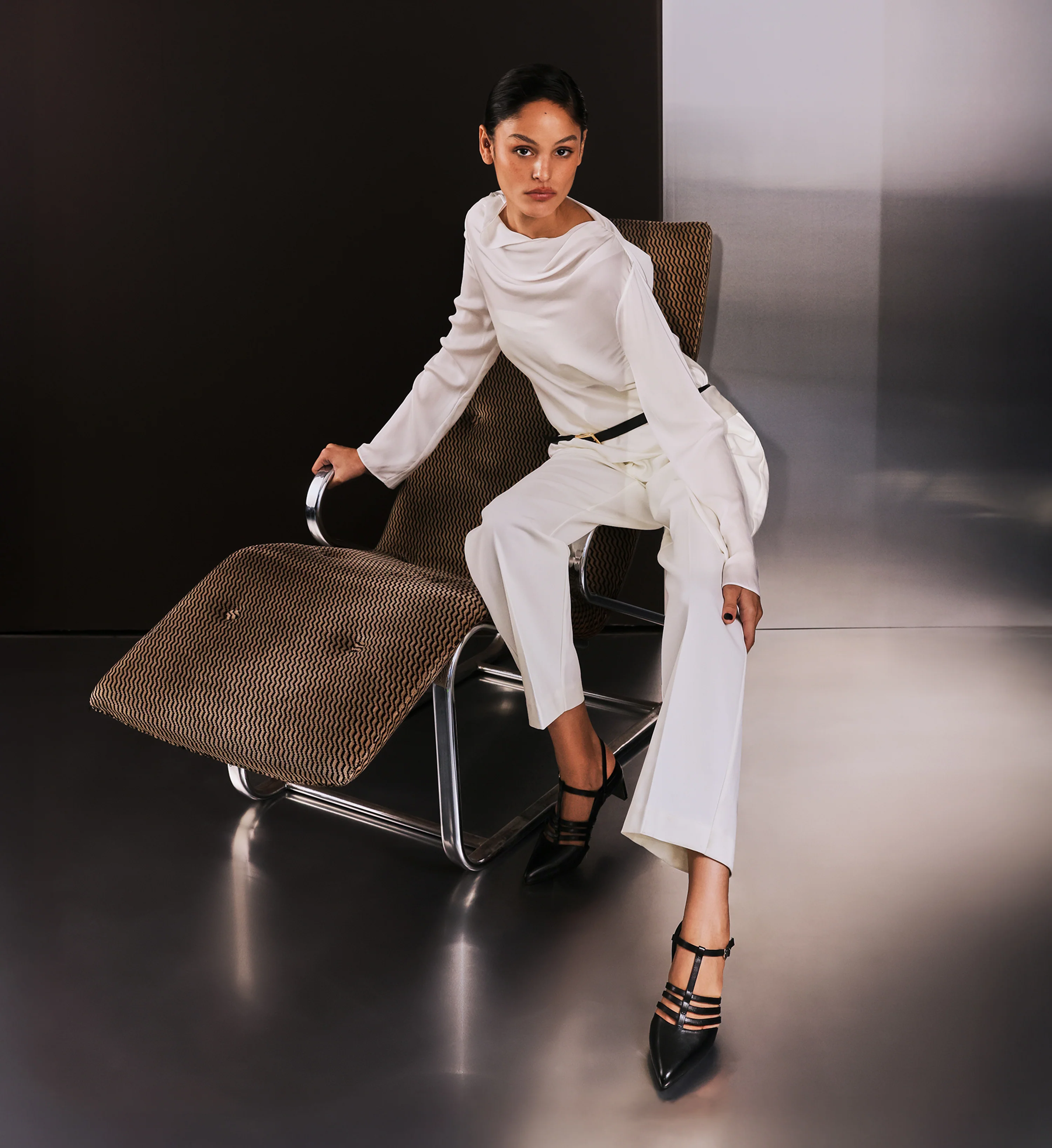 Calliope Black Leather Low Heels