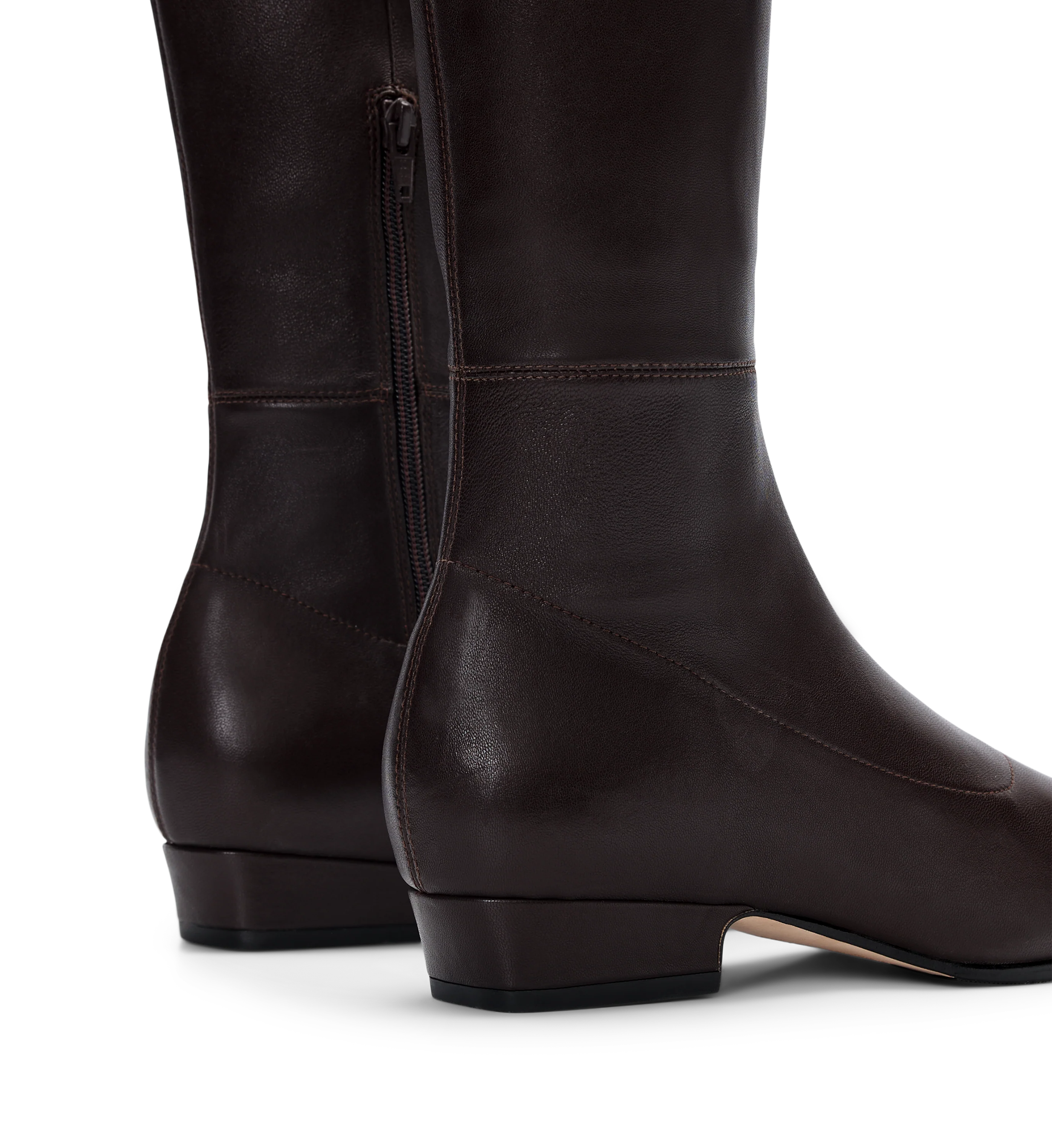 Remiz Chocolate Brown Stretch Leather Knee High Boots