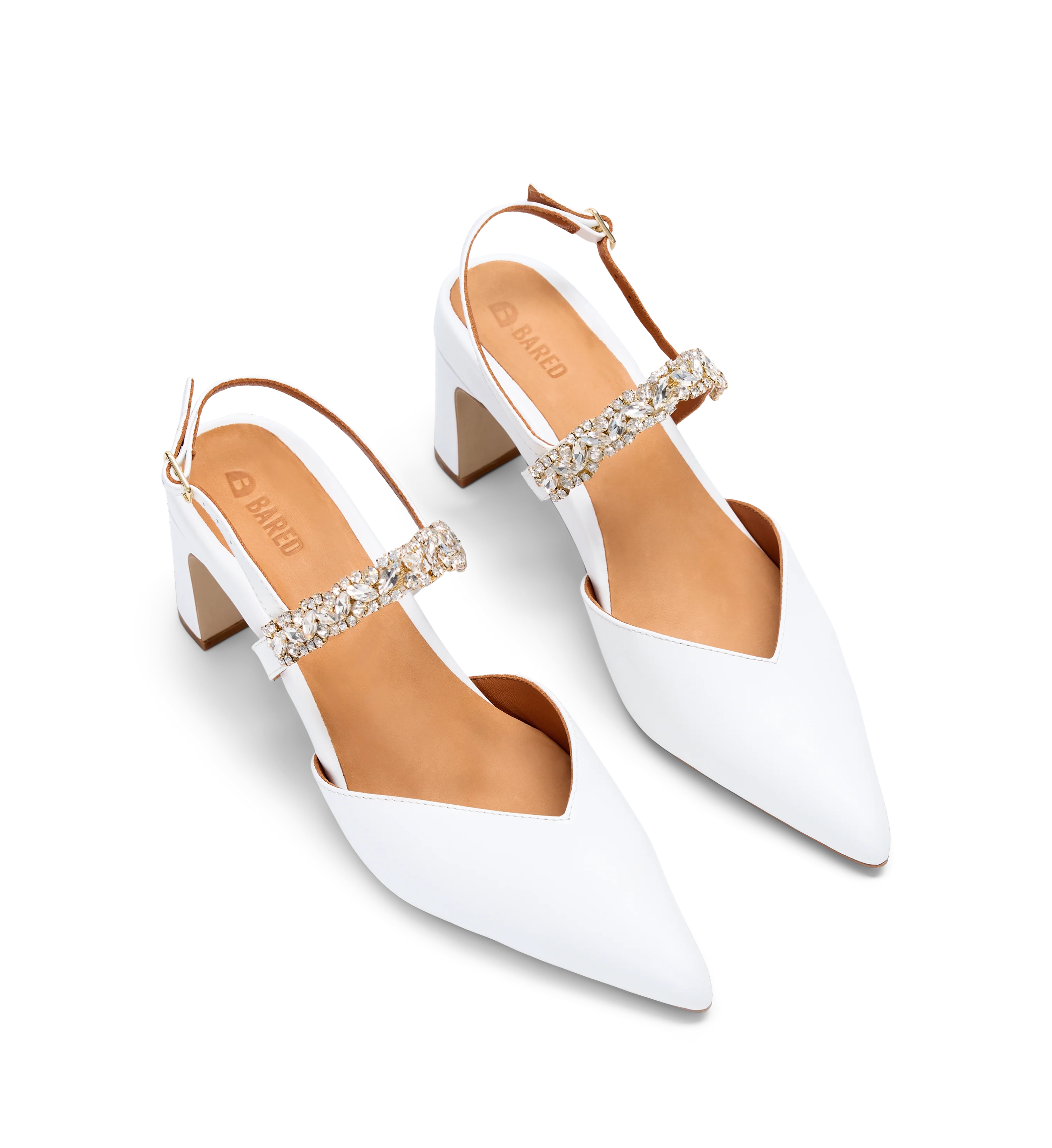 Snowfinch White Leather & Hardware Low Heels