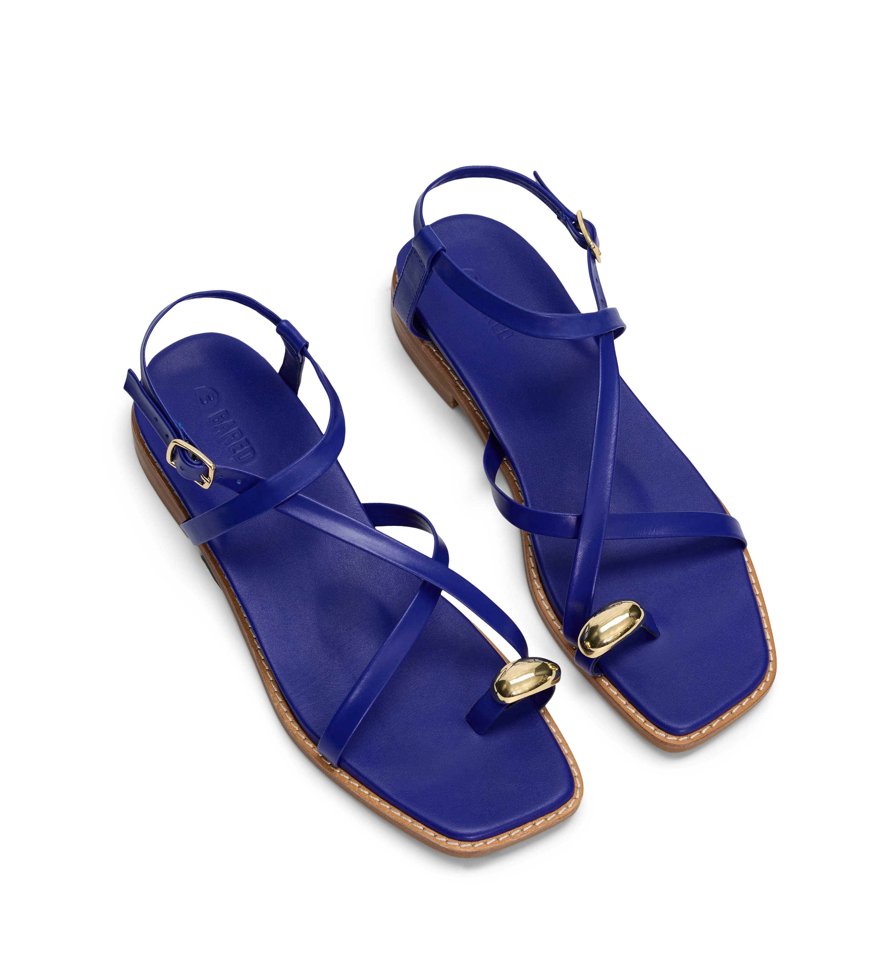 Syma Electric Blue Leather & Hardware Sandals