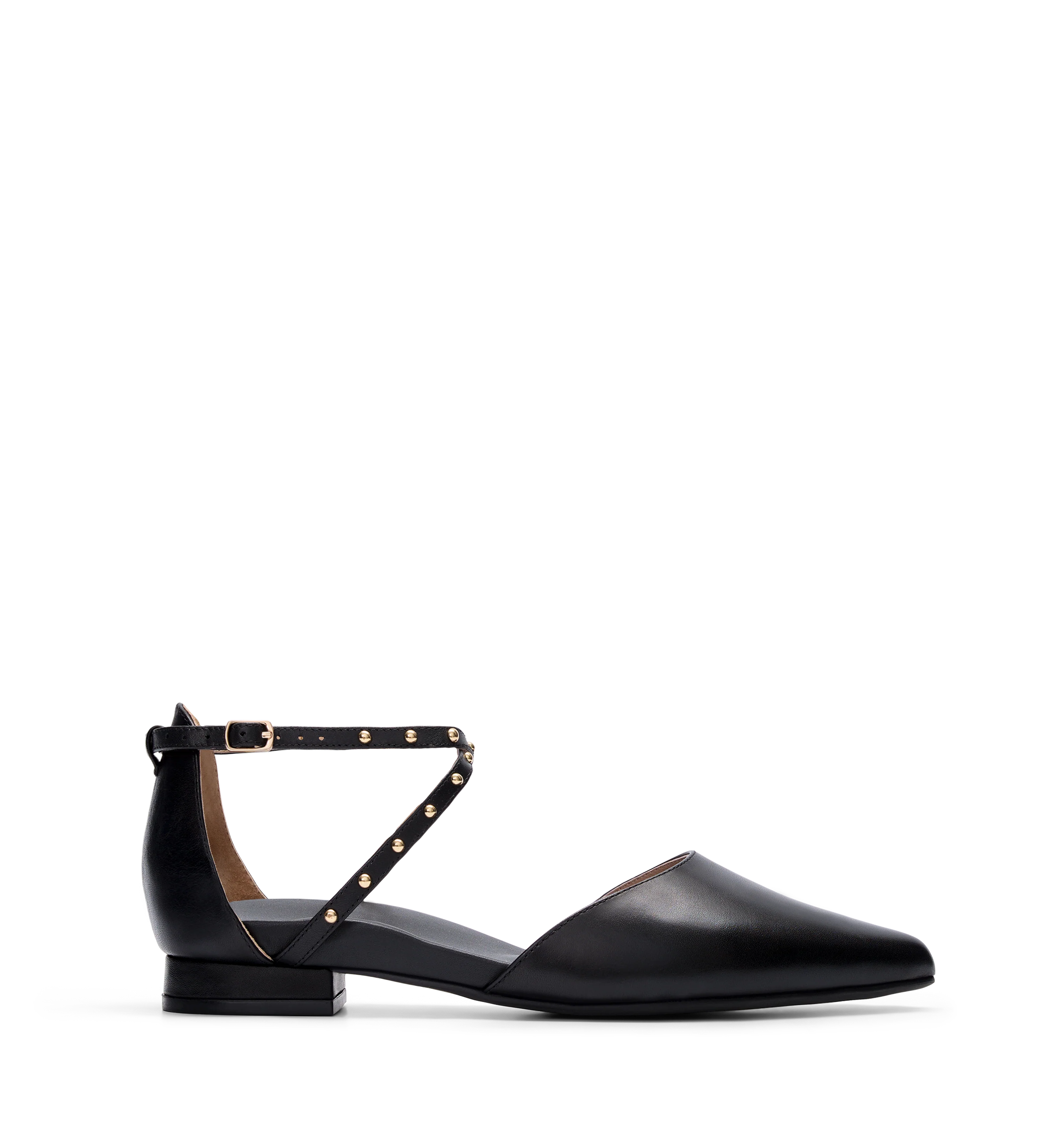 Grackle Black Leather Flats