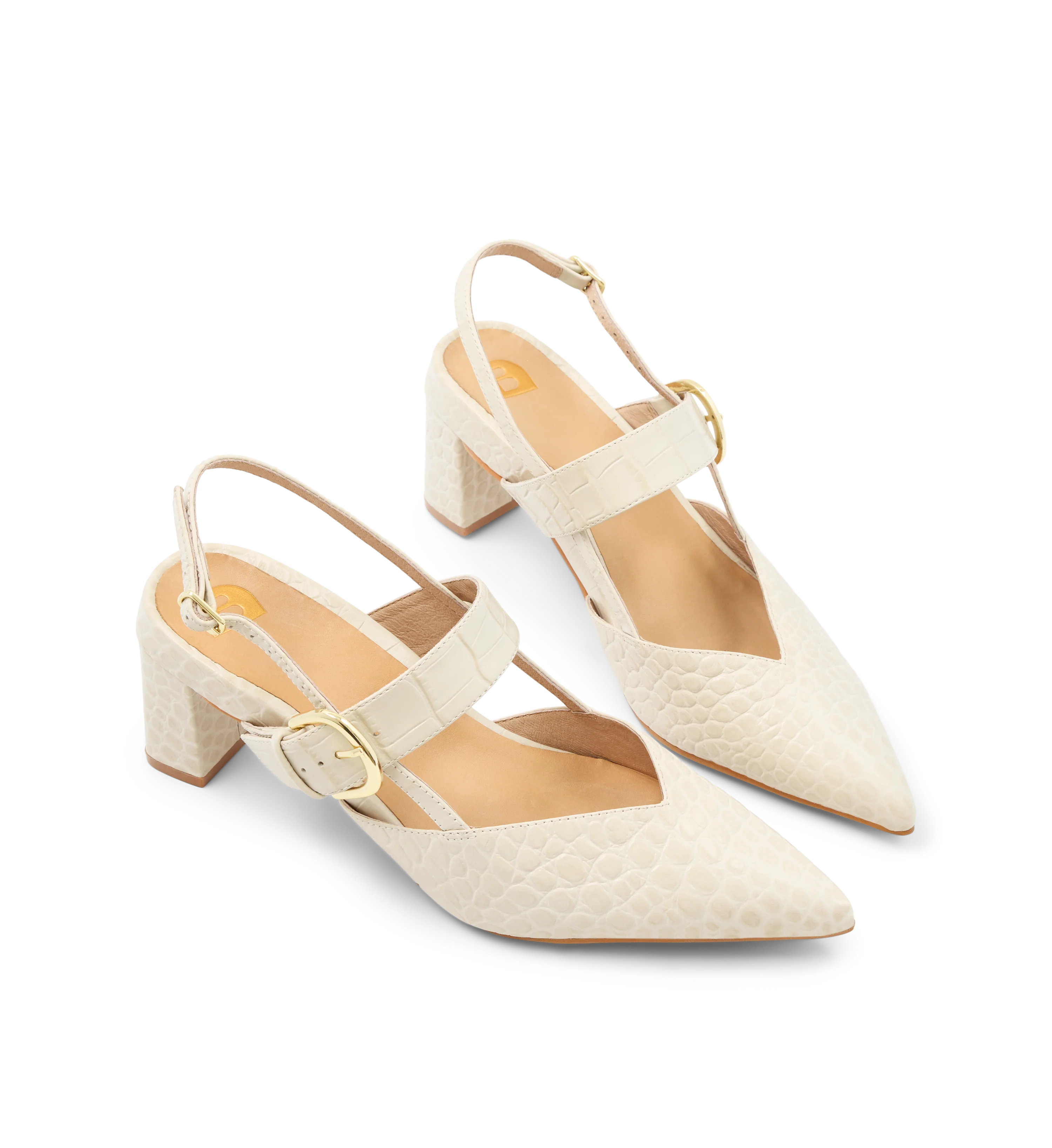 Lancebill Chai Croc Emboss Leather Low Heels