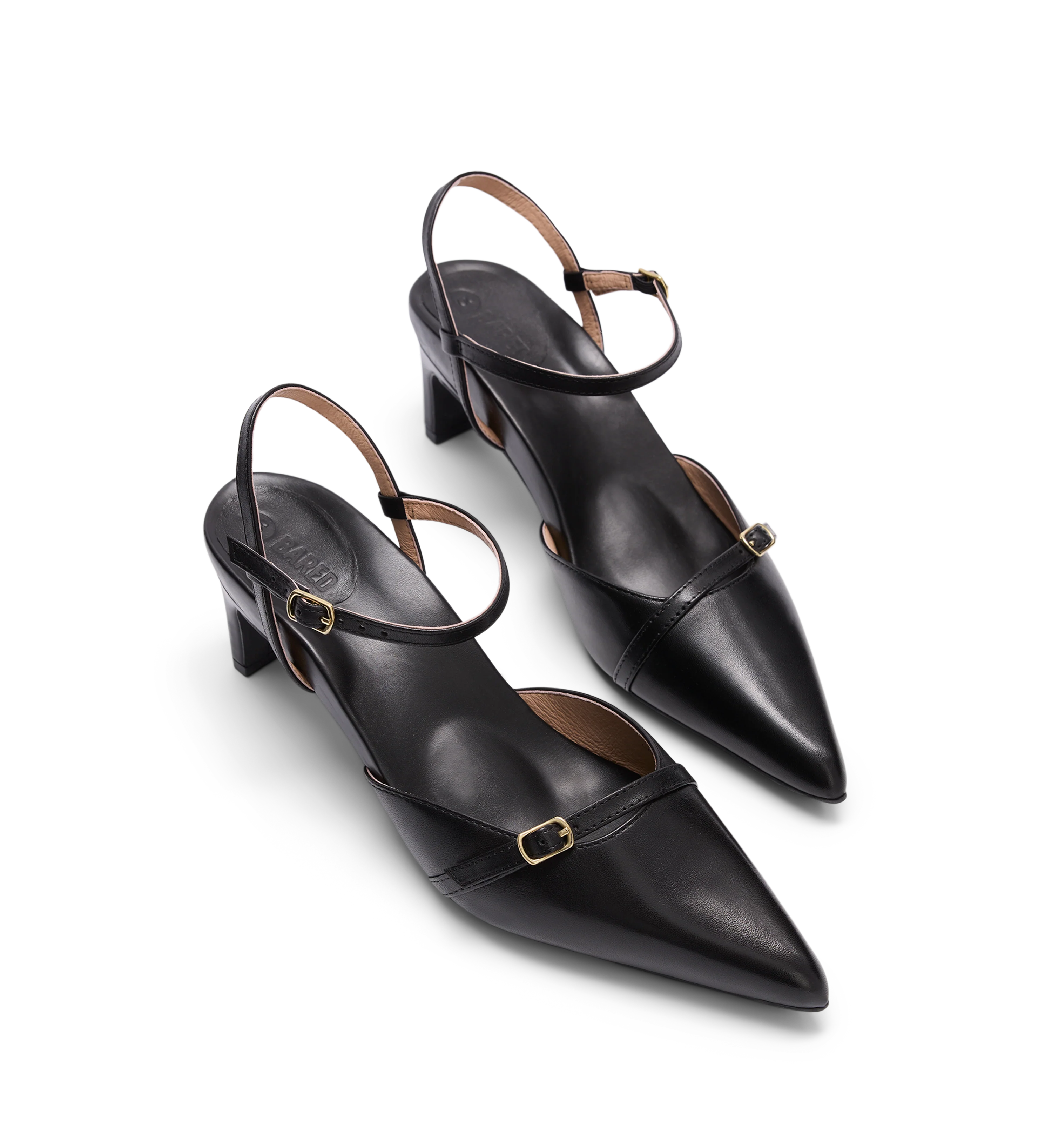 Sylph Black Leather Low Heels