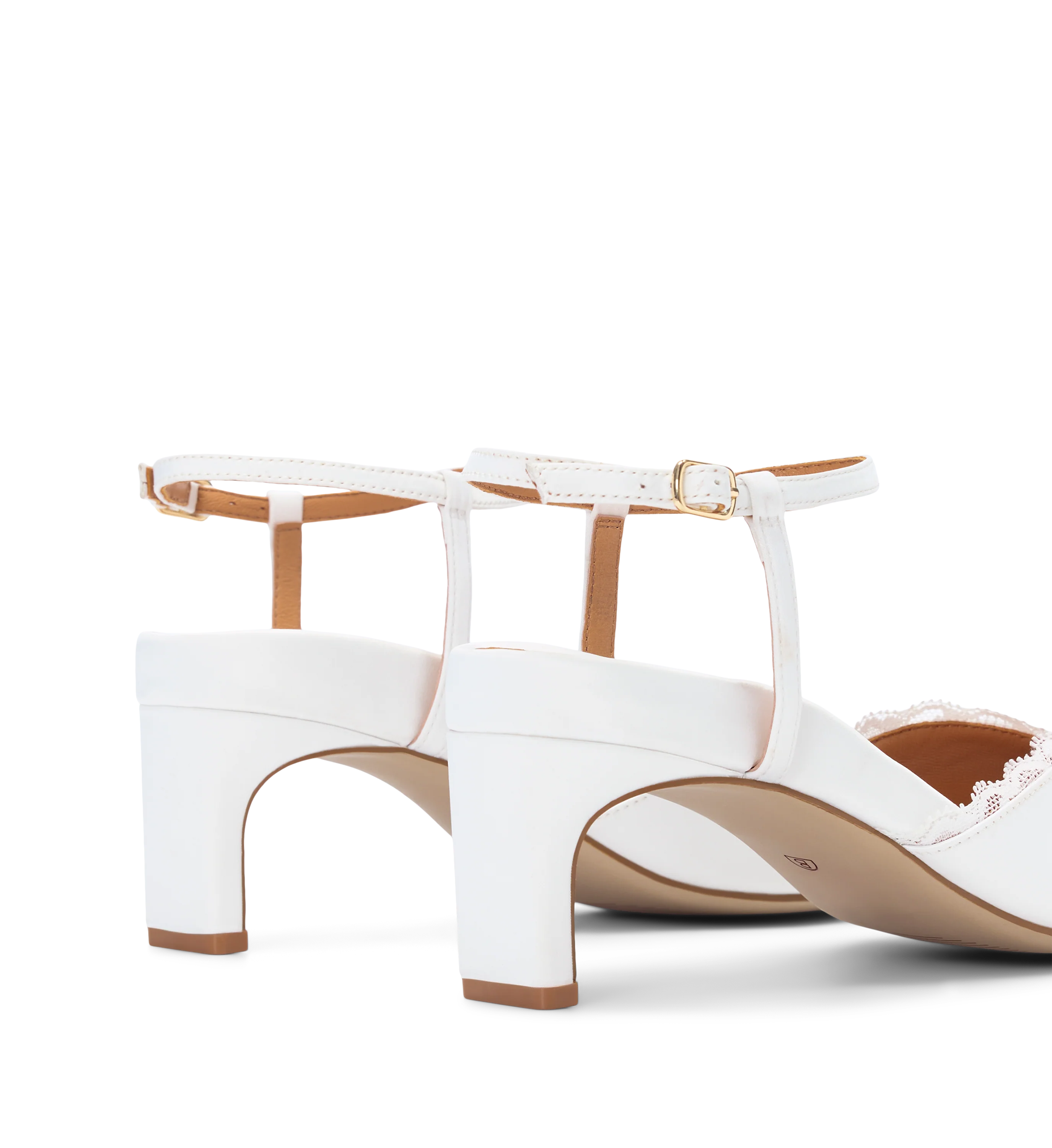 Whinchat White Satin Low Heels