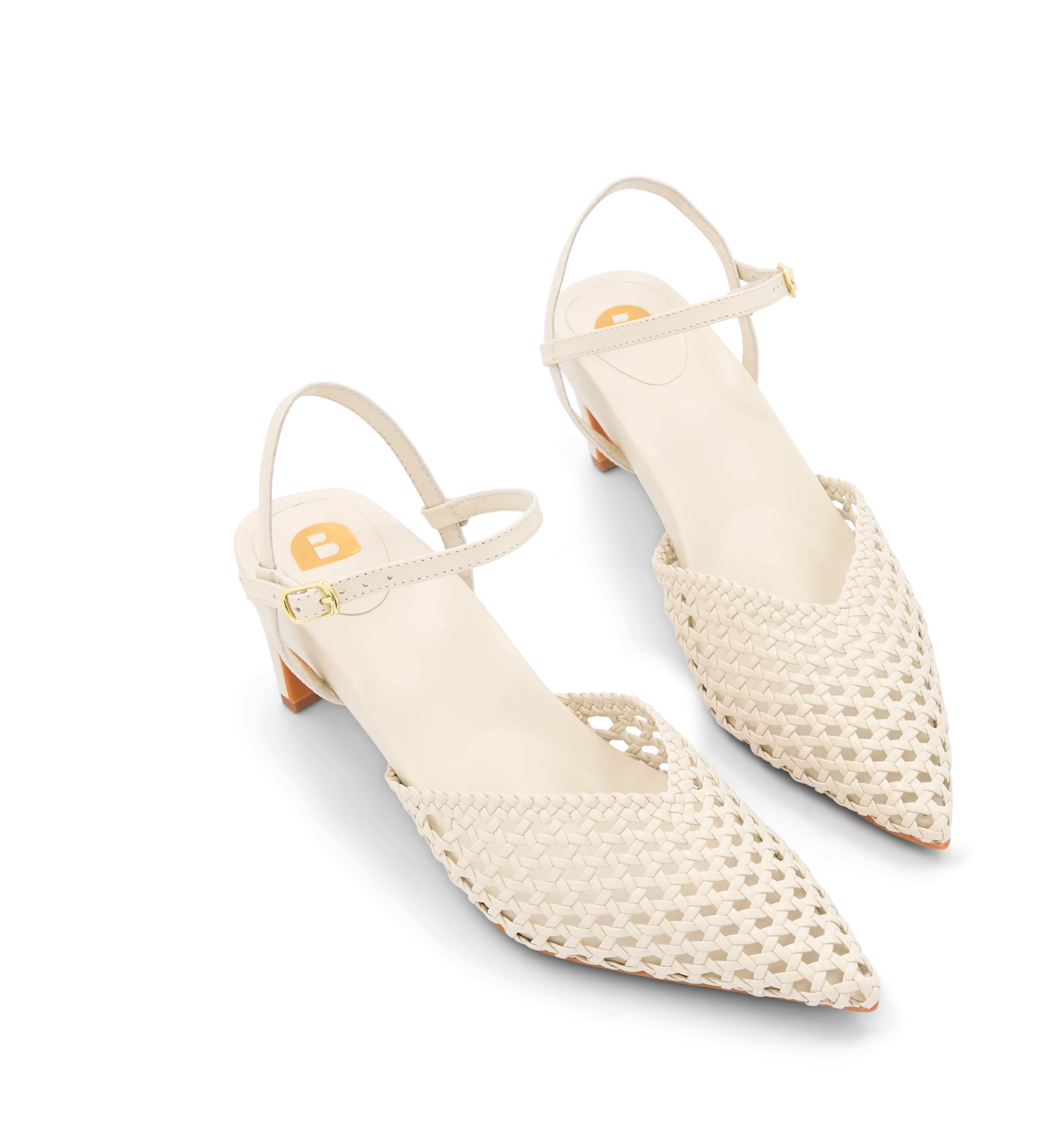 Attila Ecru Leather Low Heels