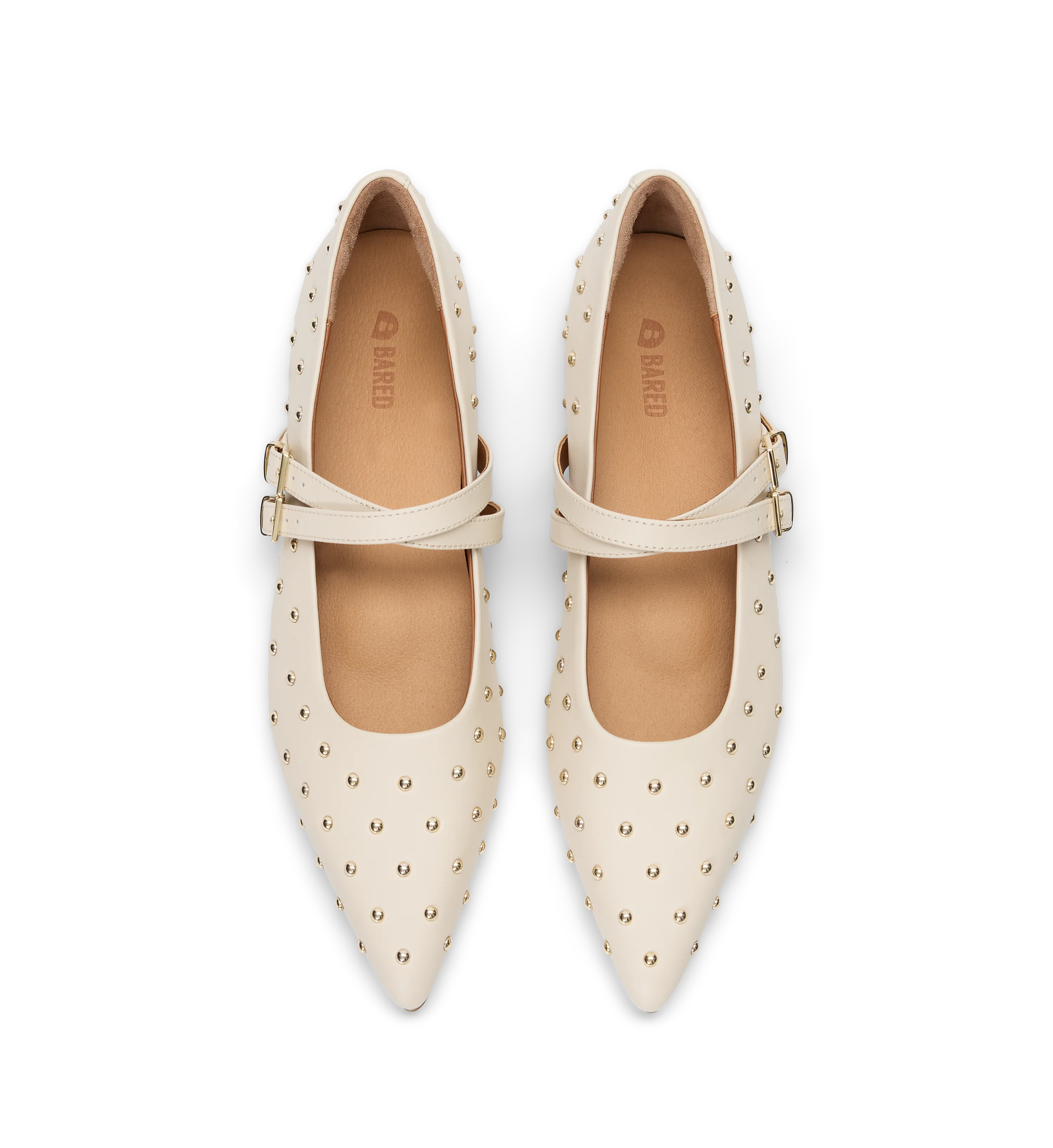 Pipilo Ecru Leather & Hardware Ballet Flats