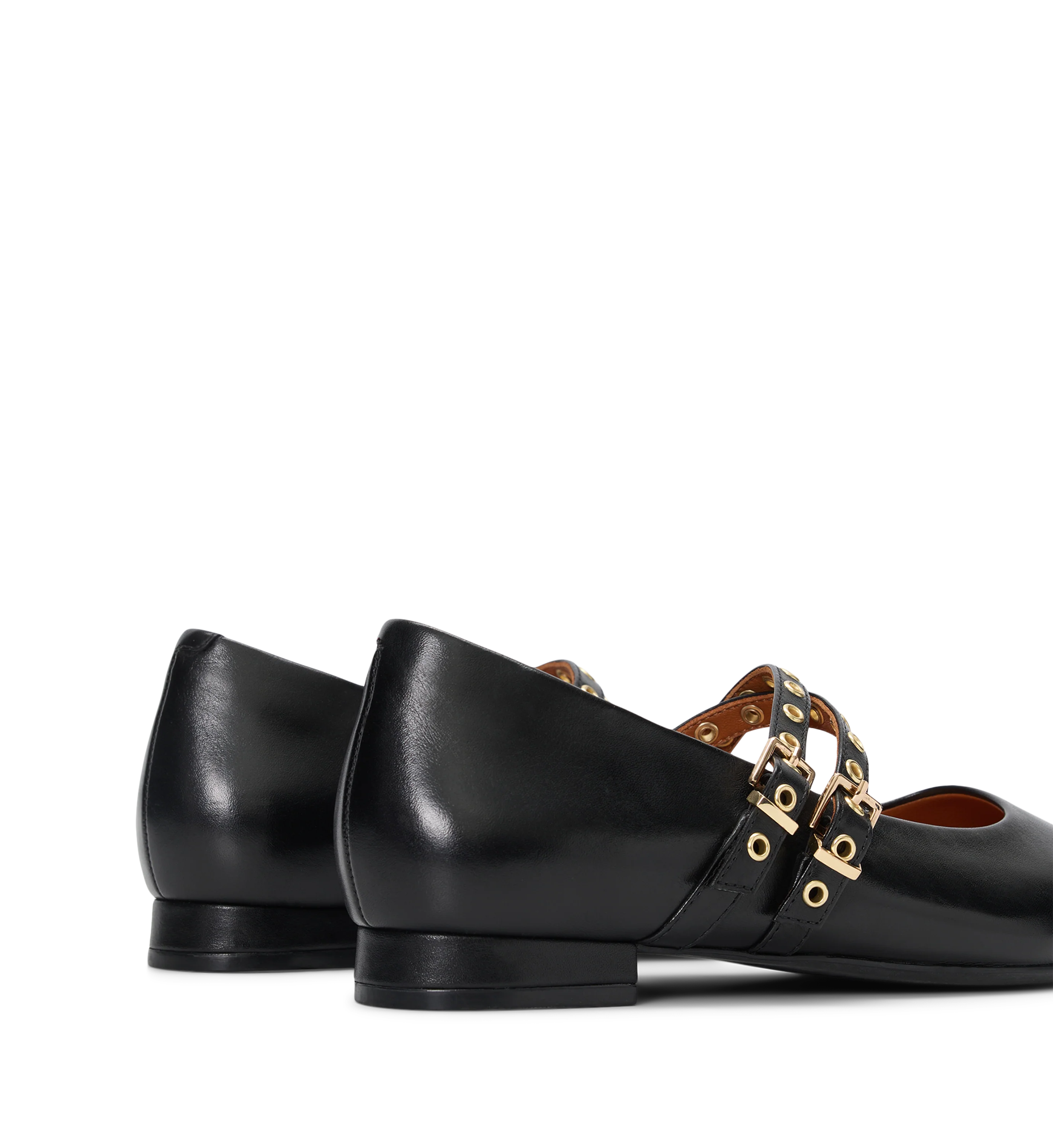 Pipilo Black Leather & Hardware Ballet flats