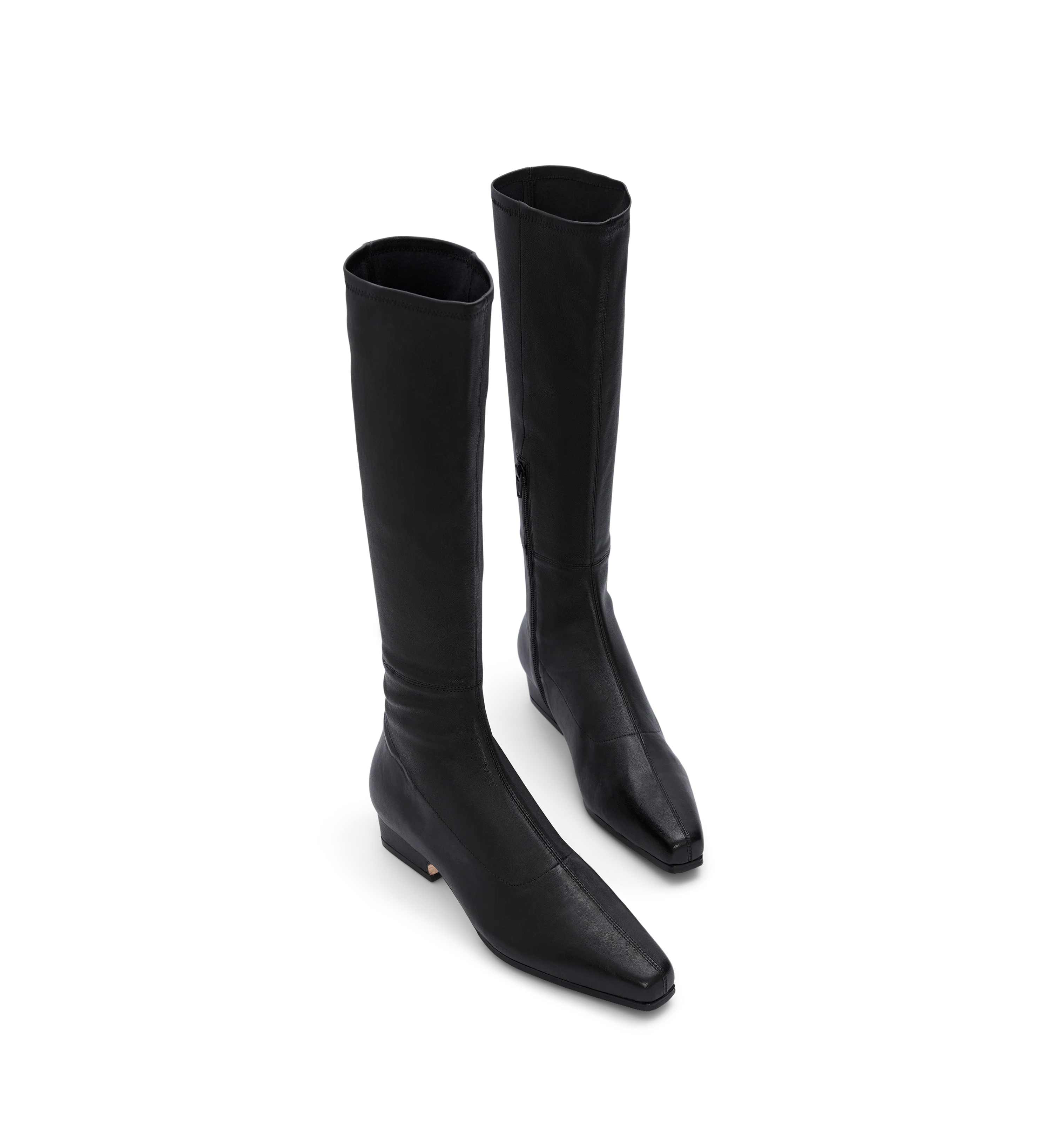 Remiz Black Stretch Leather Knee High Boots