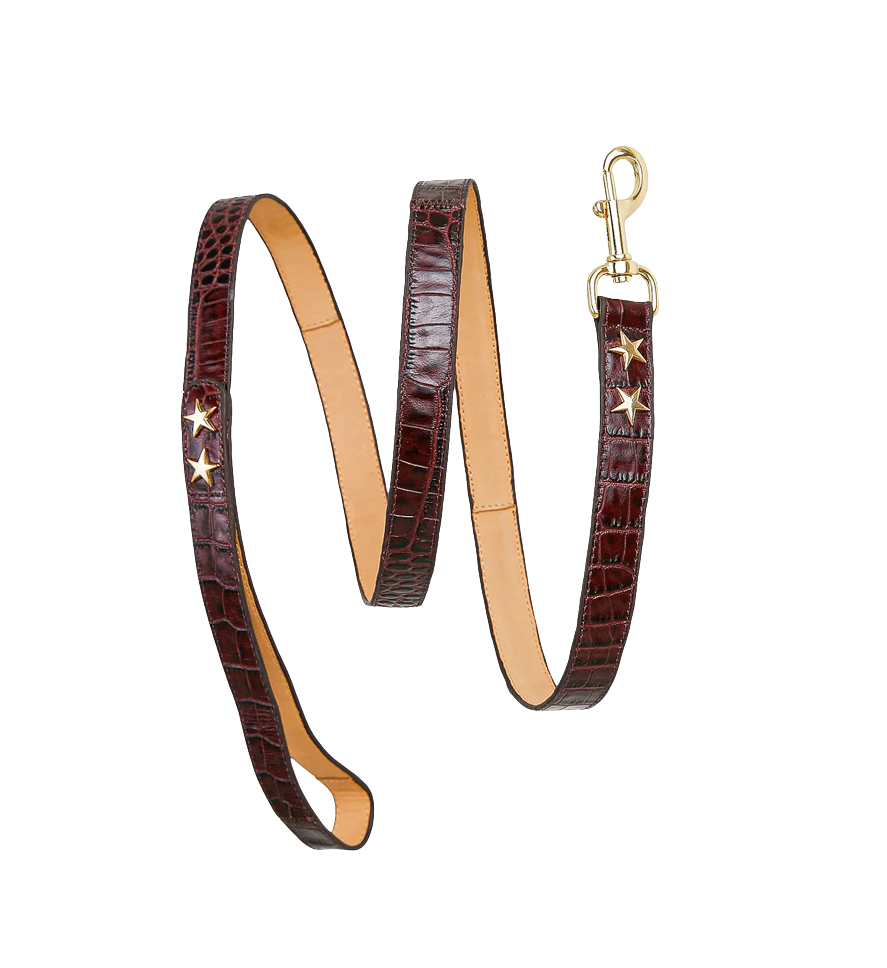 Dog Collar & Lead Burgundy Croc Leather