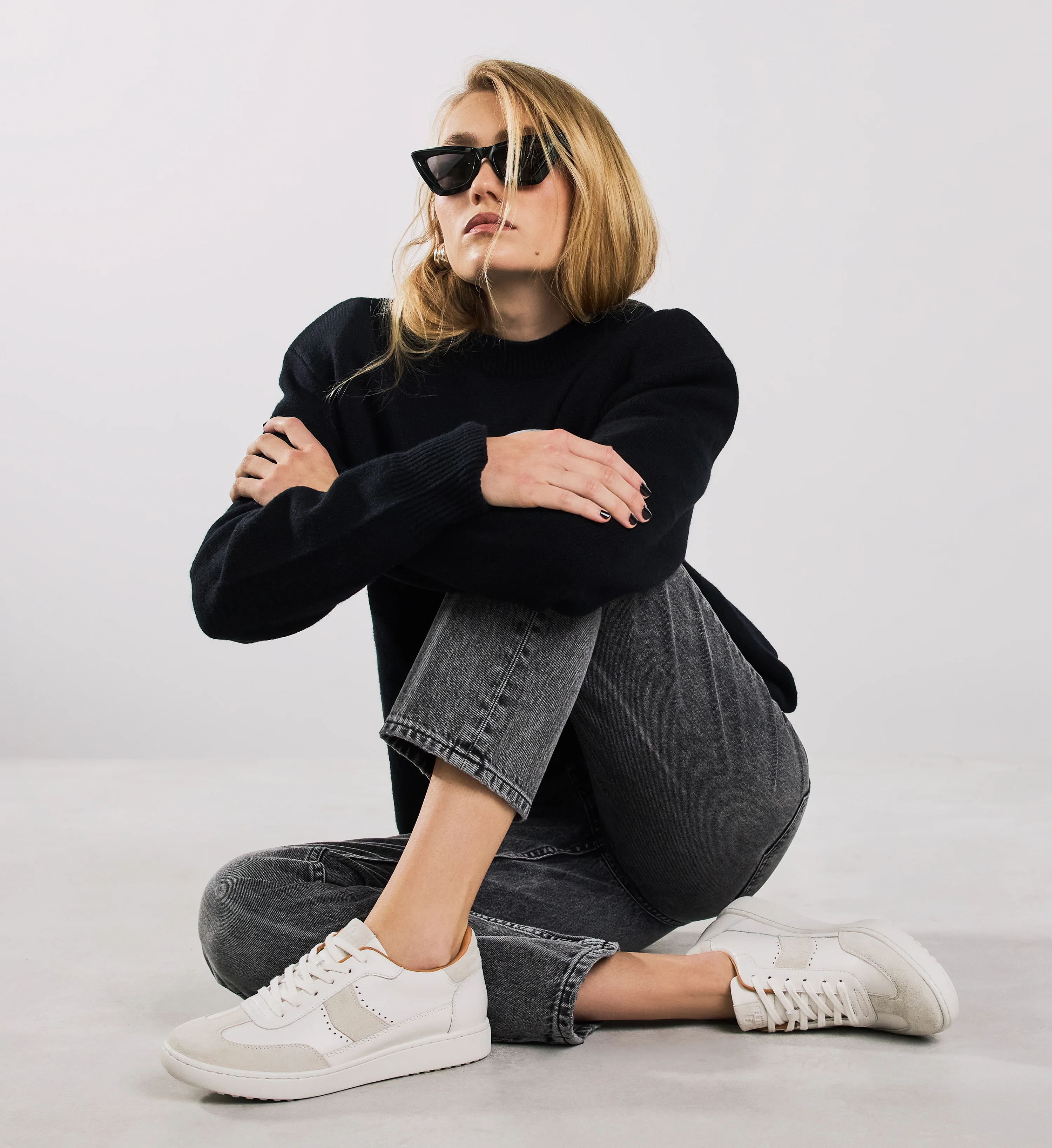 Amakihi White Leather & Suede Mix Sneakers