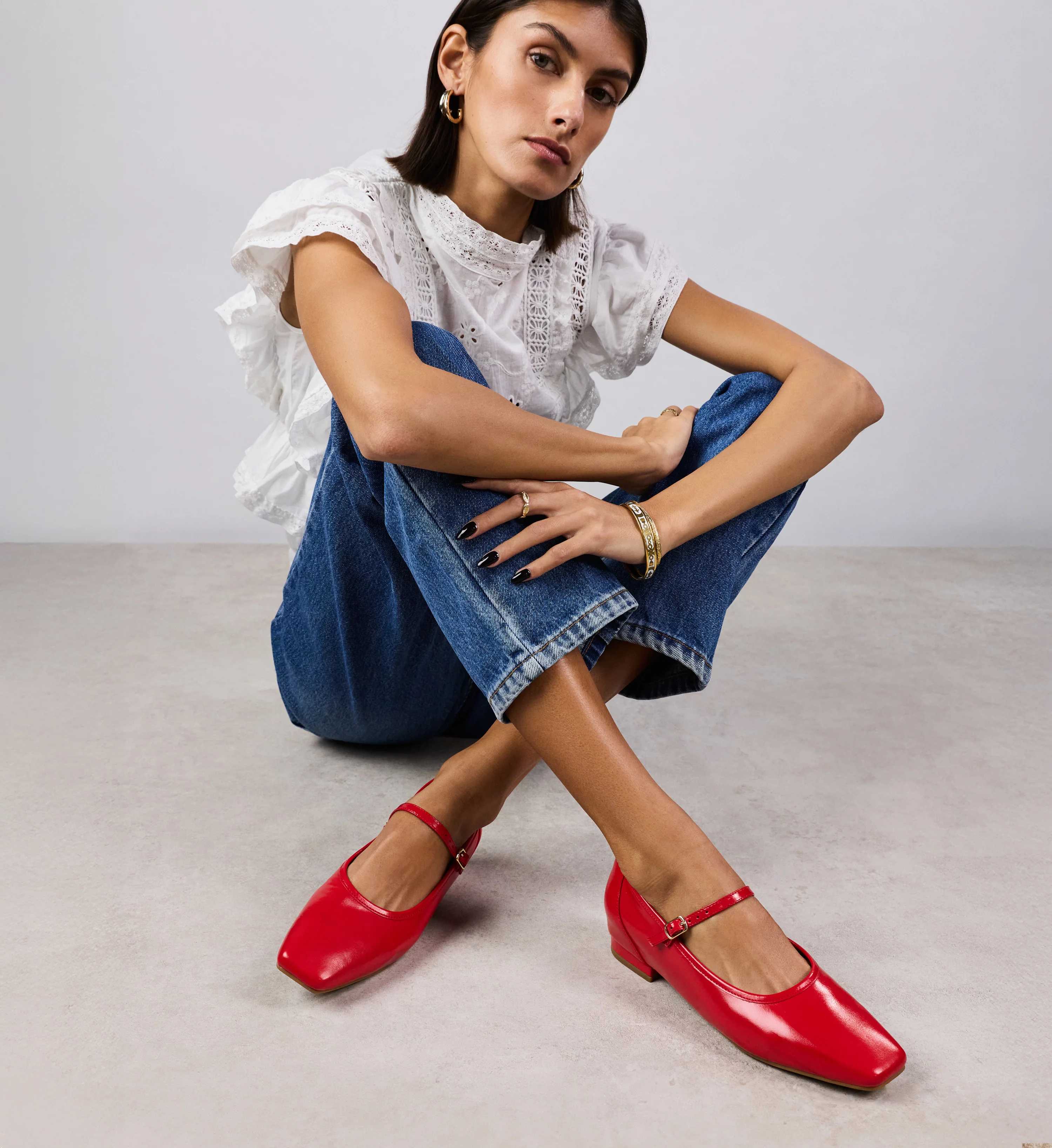 Surfbird Poppy Red Leather Ballet Flats