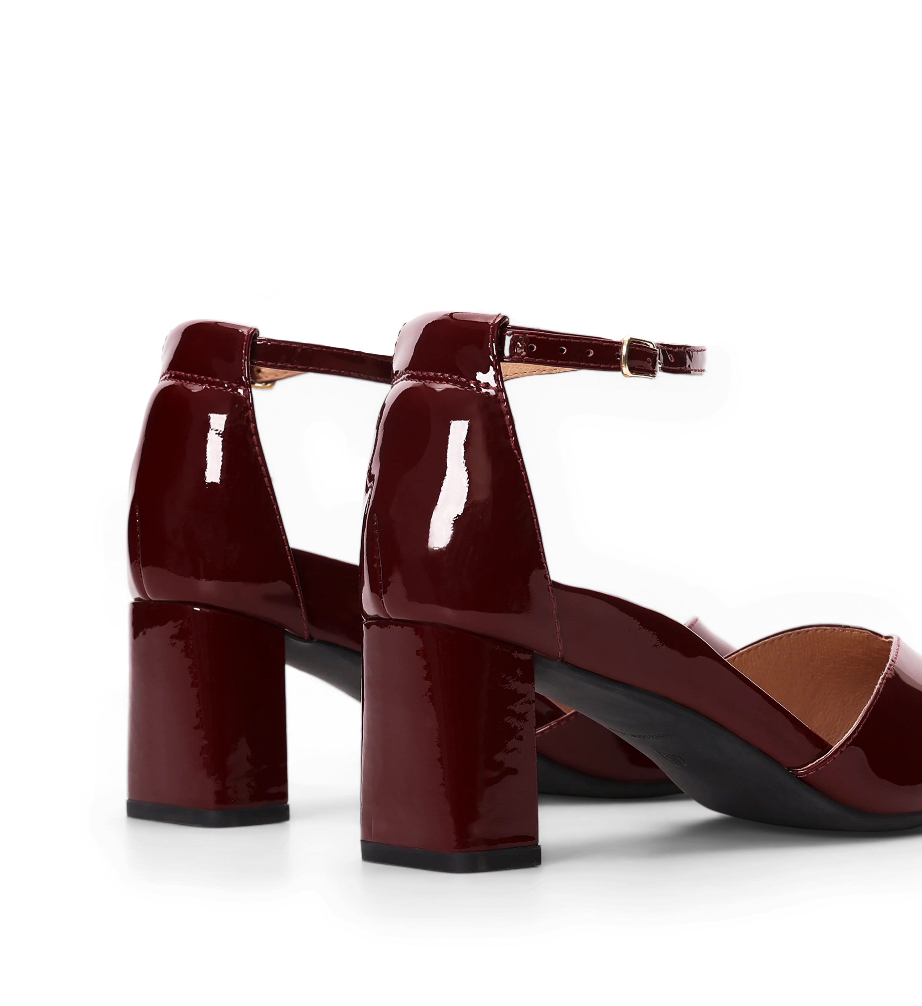 Buteo Dark Cherry Red Patent Leather Low Heels