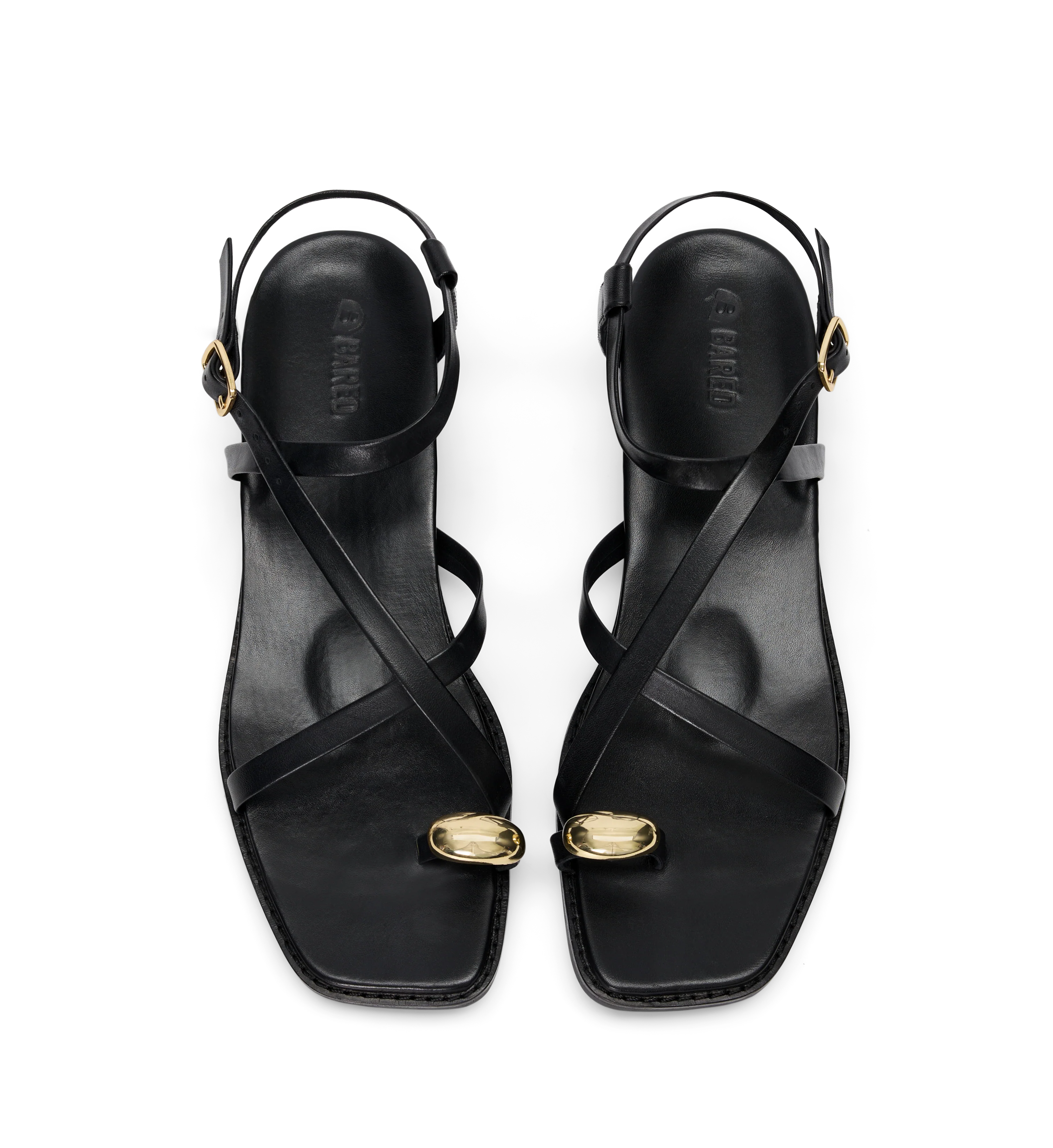 Syma Black Leather & Hardware Sandals
