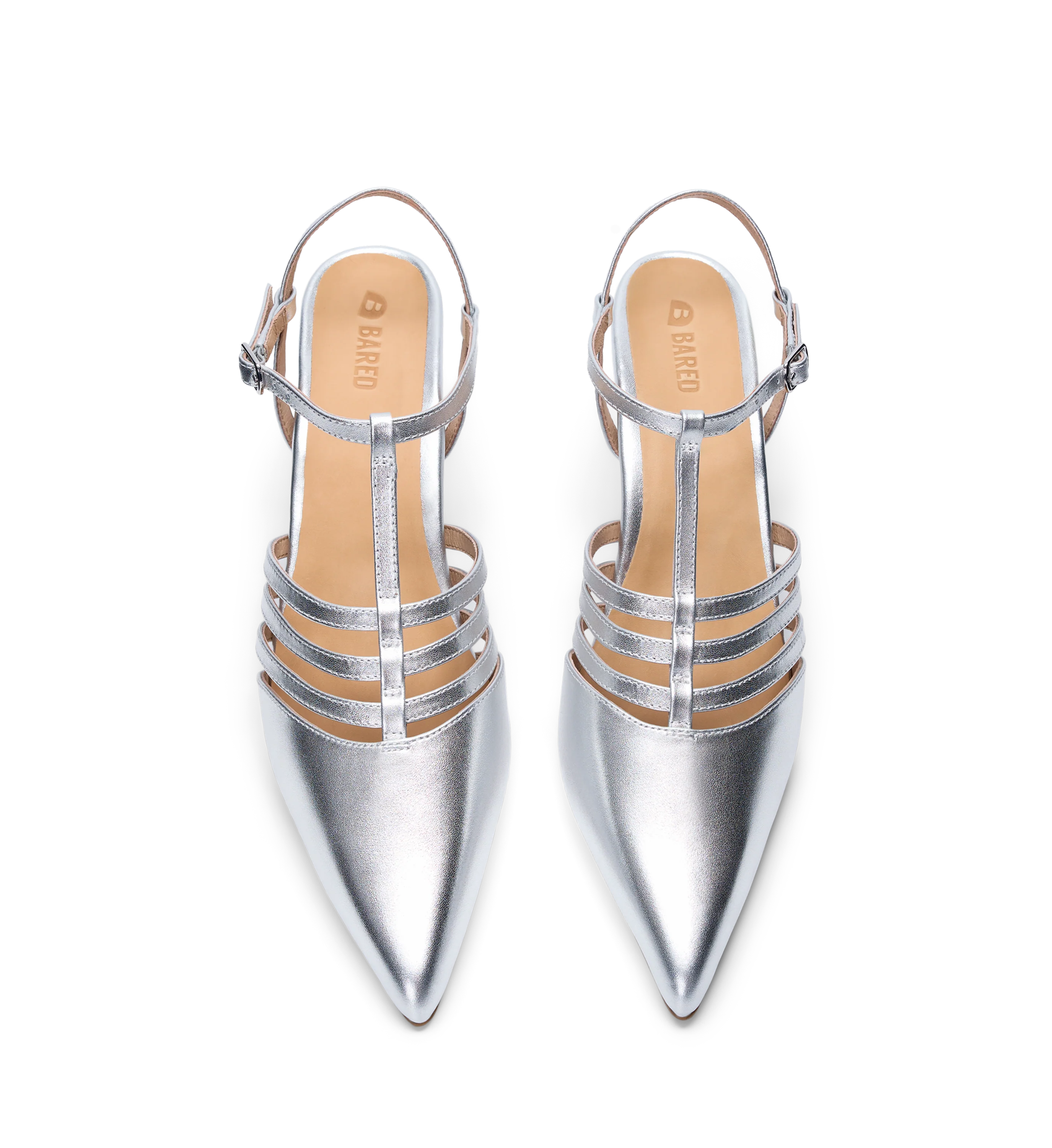 Calliope Silver Leather Low Heels