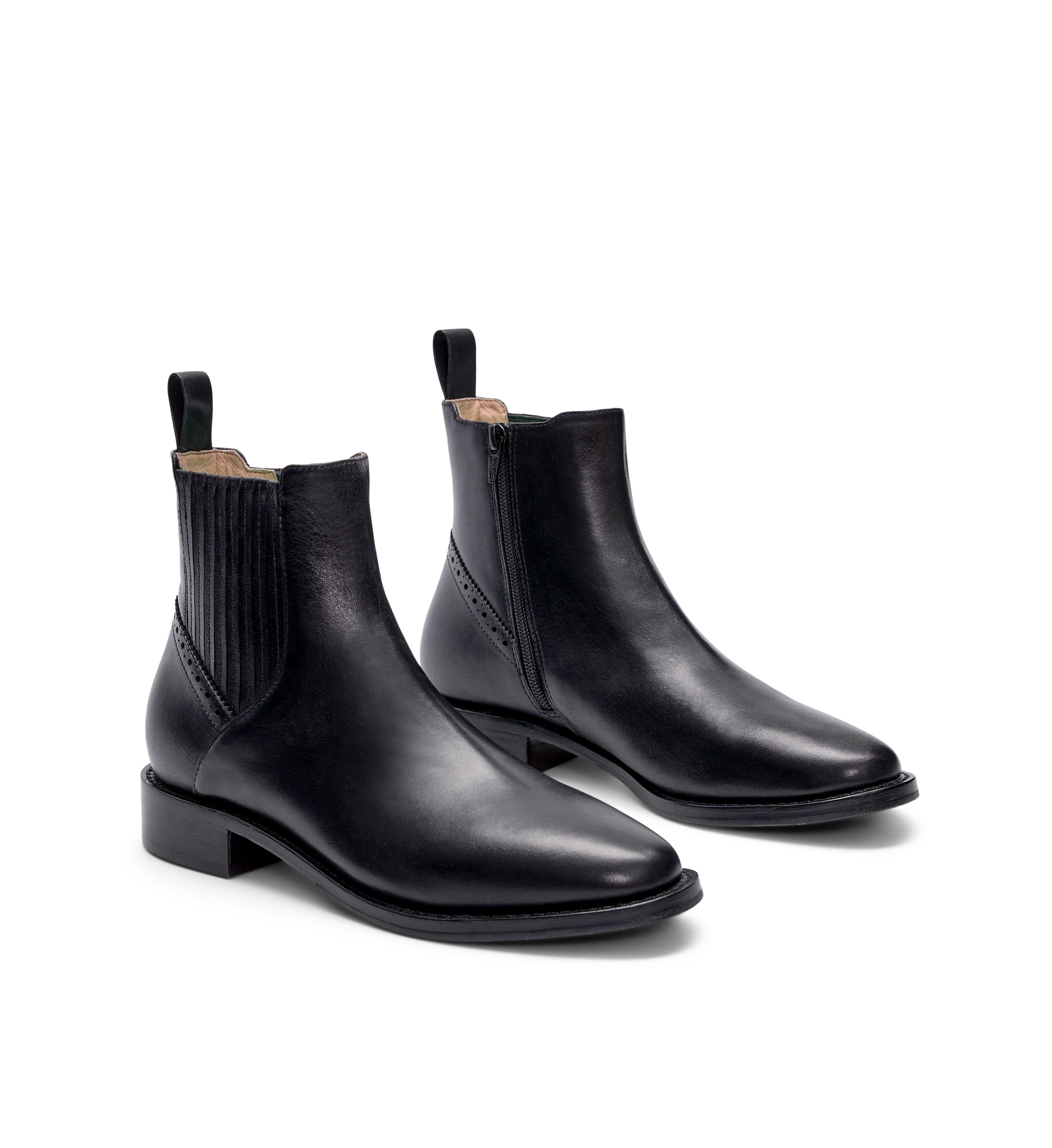 Tomtit Black Leather Ankle Boots